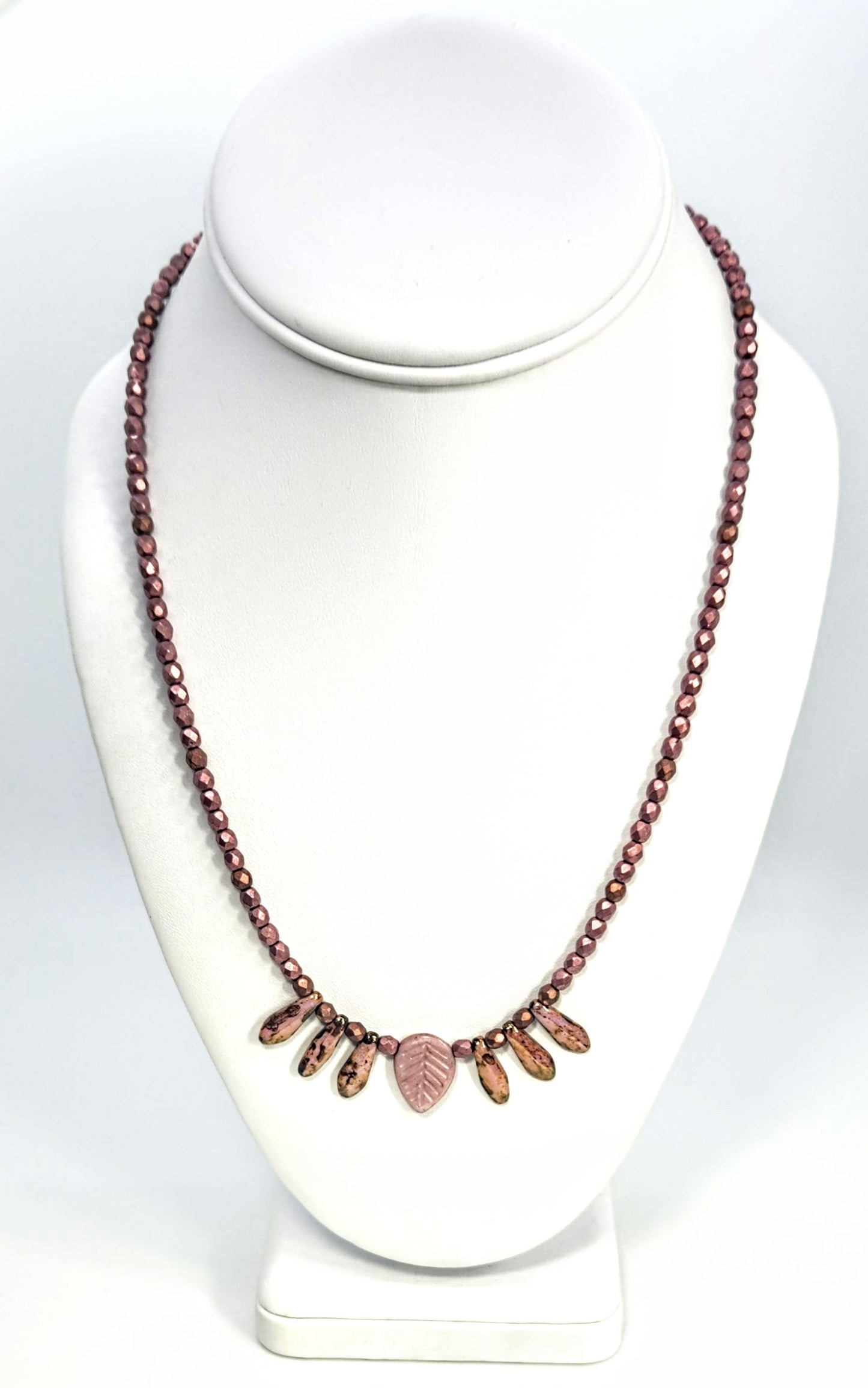 Dagger + Leaf Rose Gold Necklace