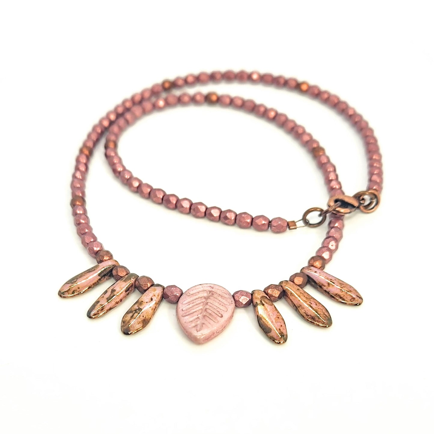 Dagger + Leaf Rose Gold Necklace