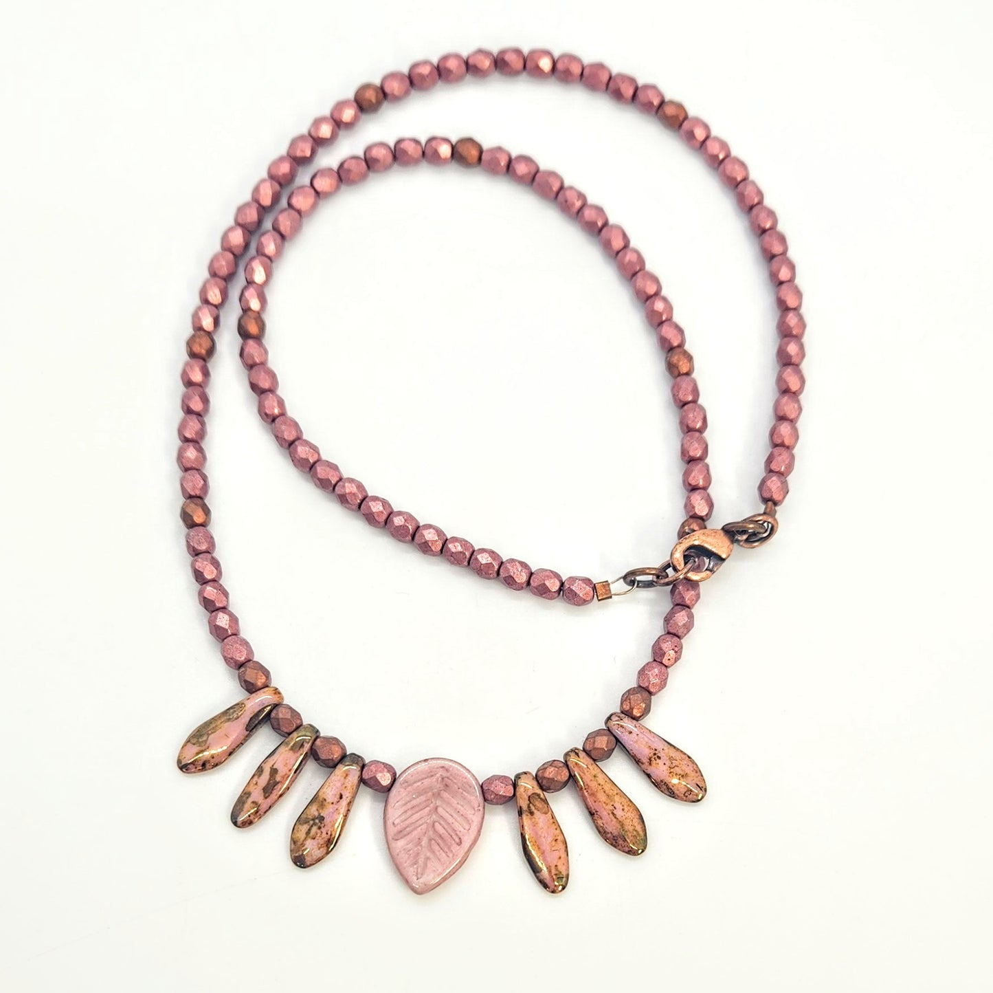 Dagger + Leaf Rose Gold Necklace