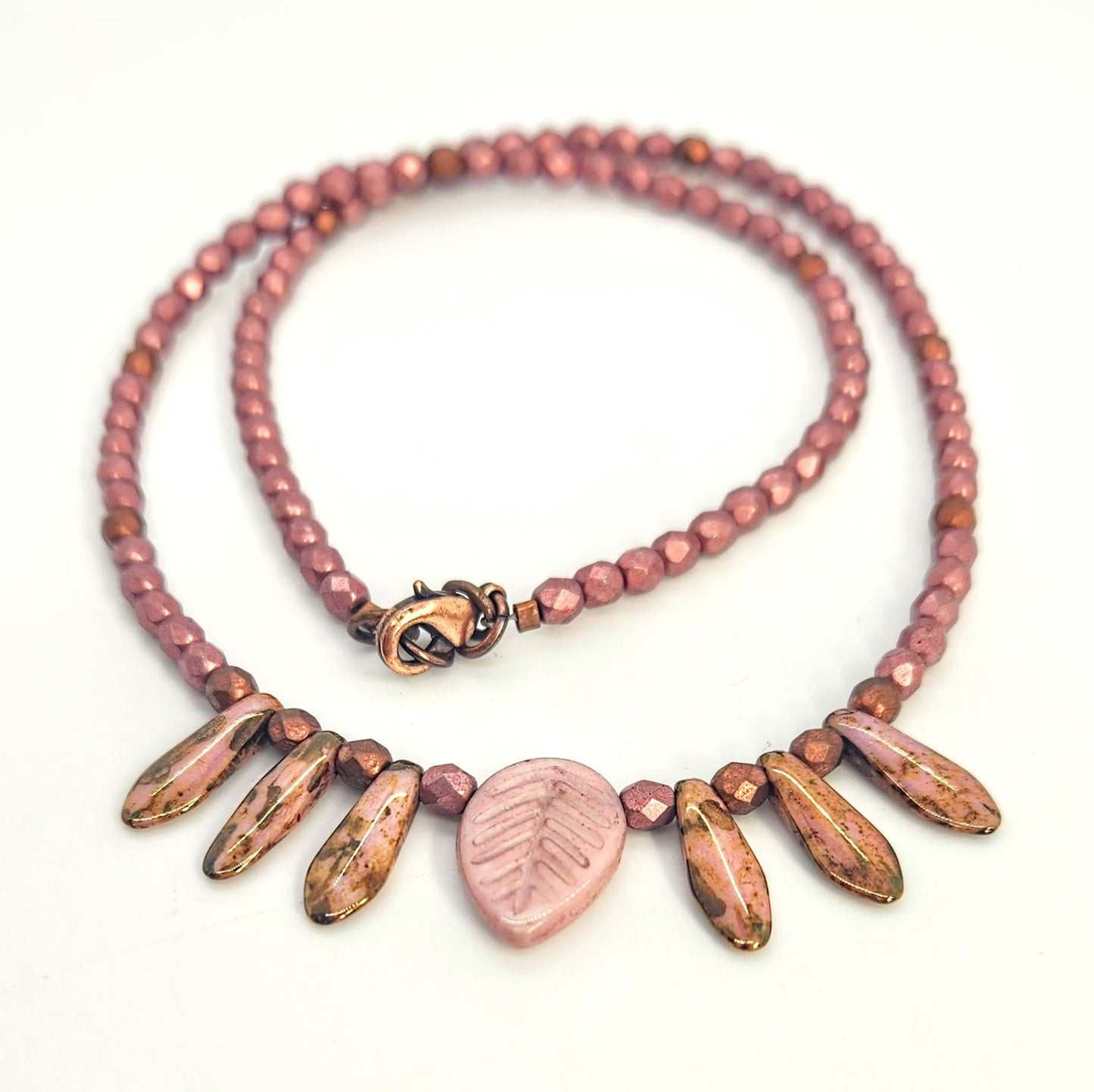 Dagger + Leaf Rose Gold Necklace