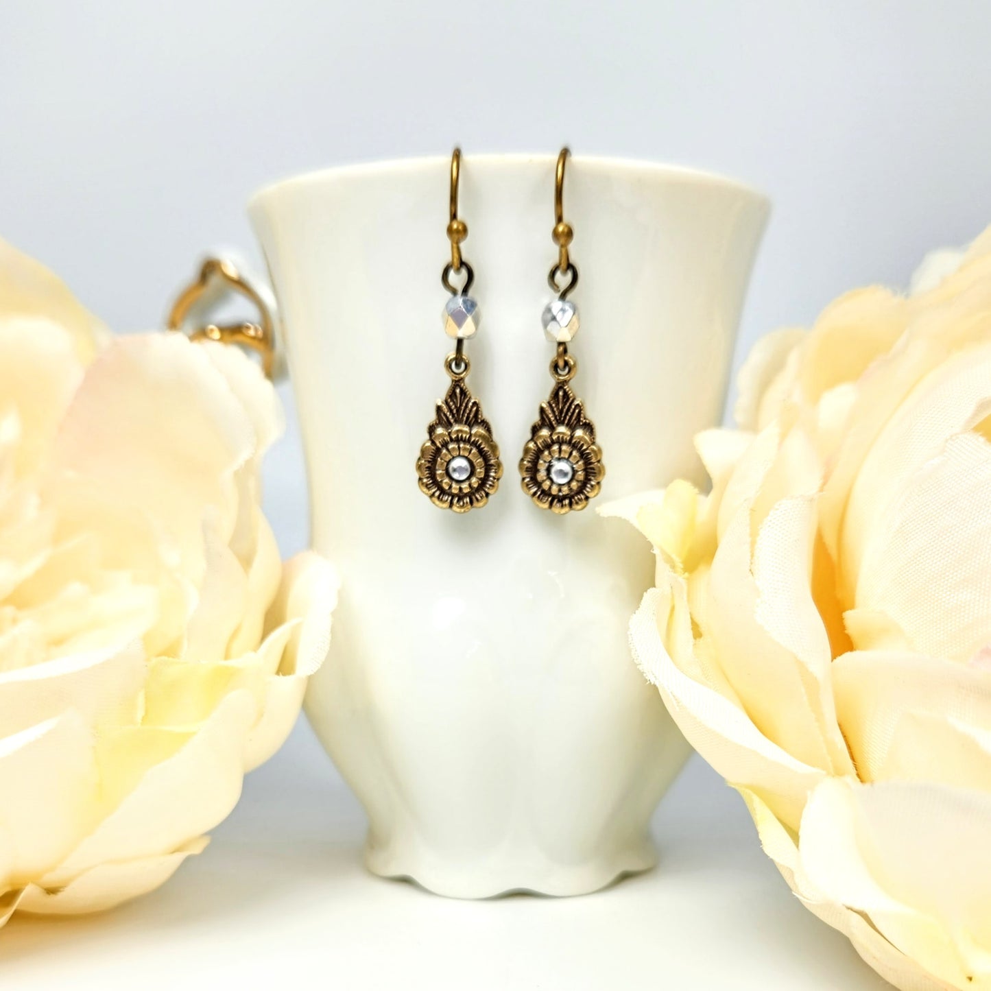 Ornate Floral Drop Earrings