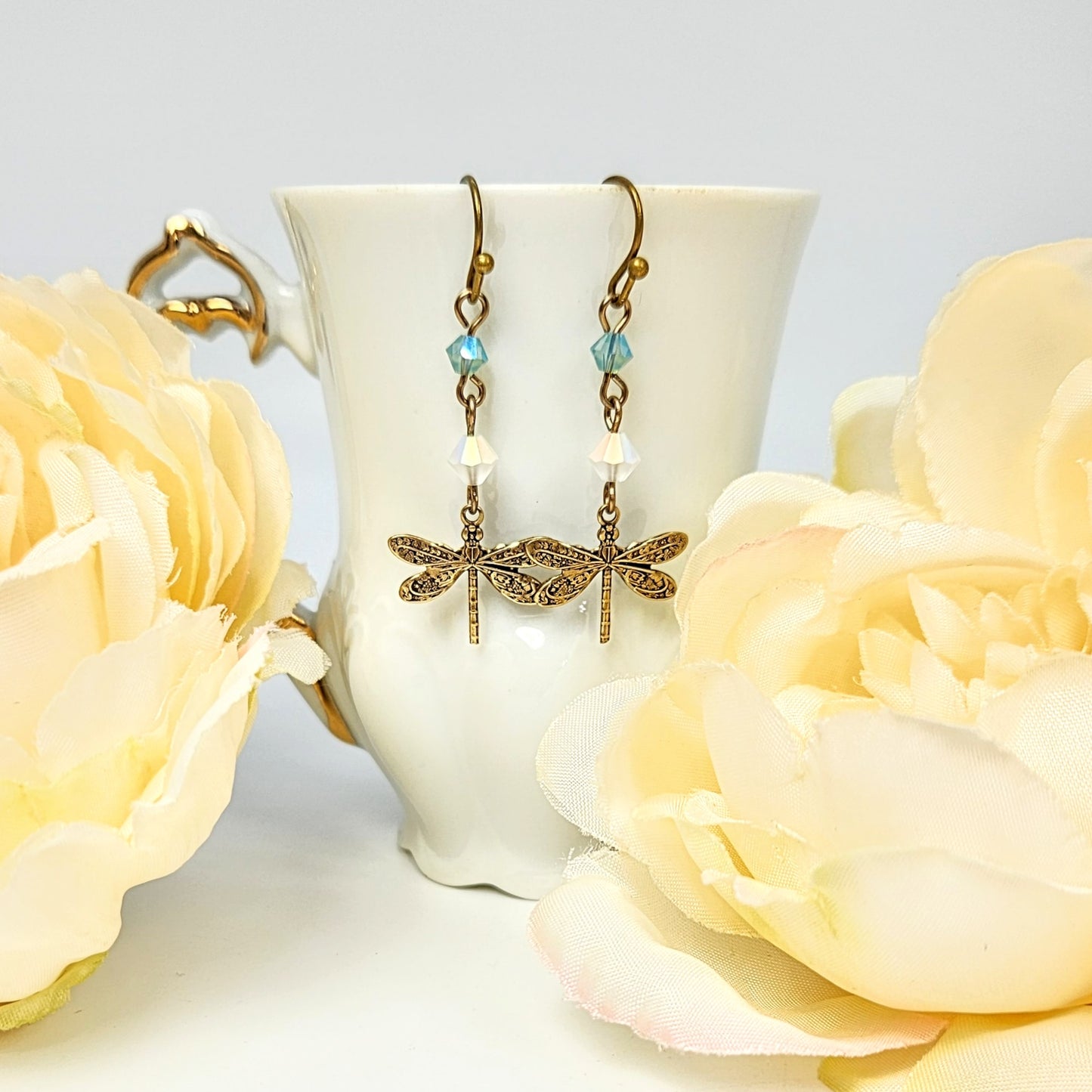 Dragonflies + Swarovski Crystal Earrings