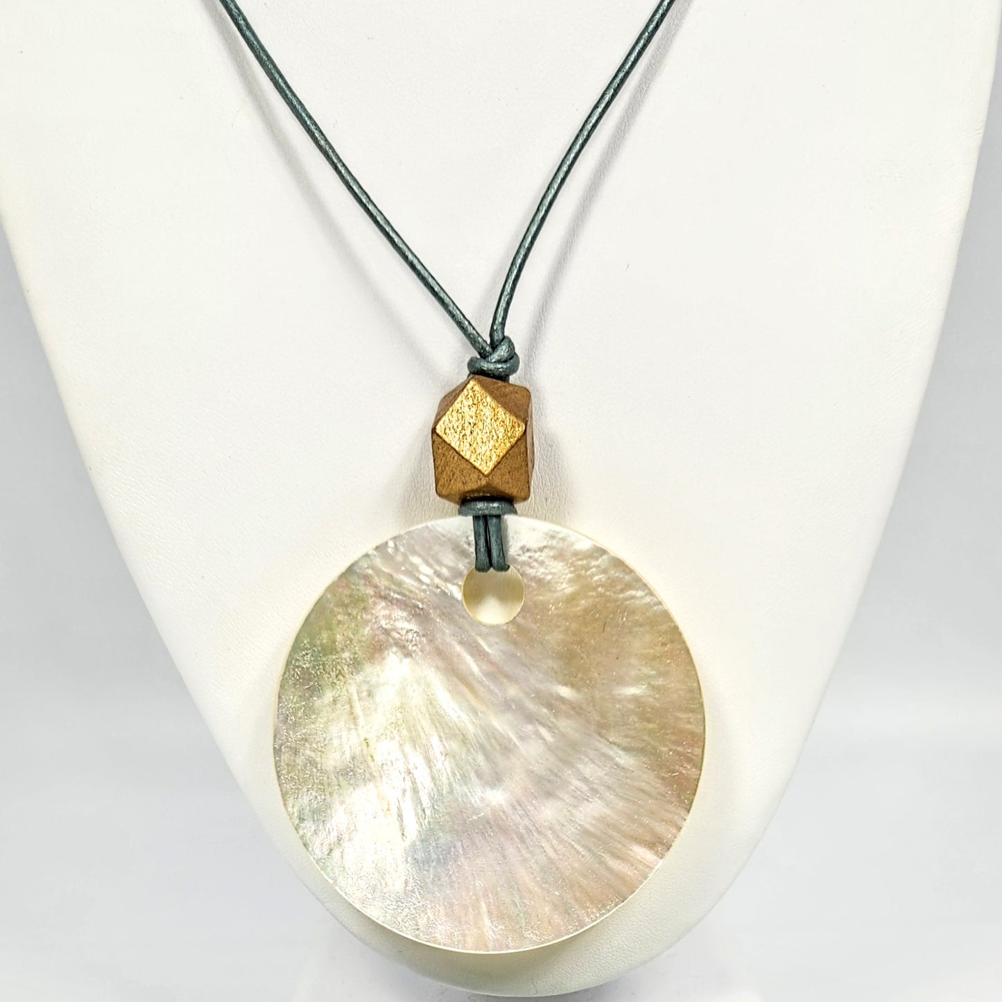 Large Shell Pendant + Leather Necklace