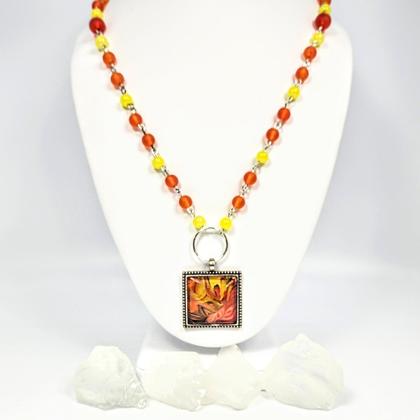 Teardrop Orange Glass Earrings