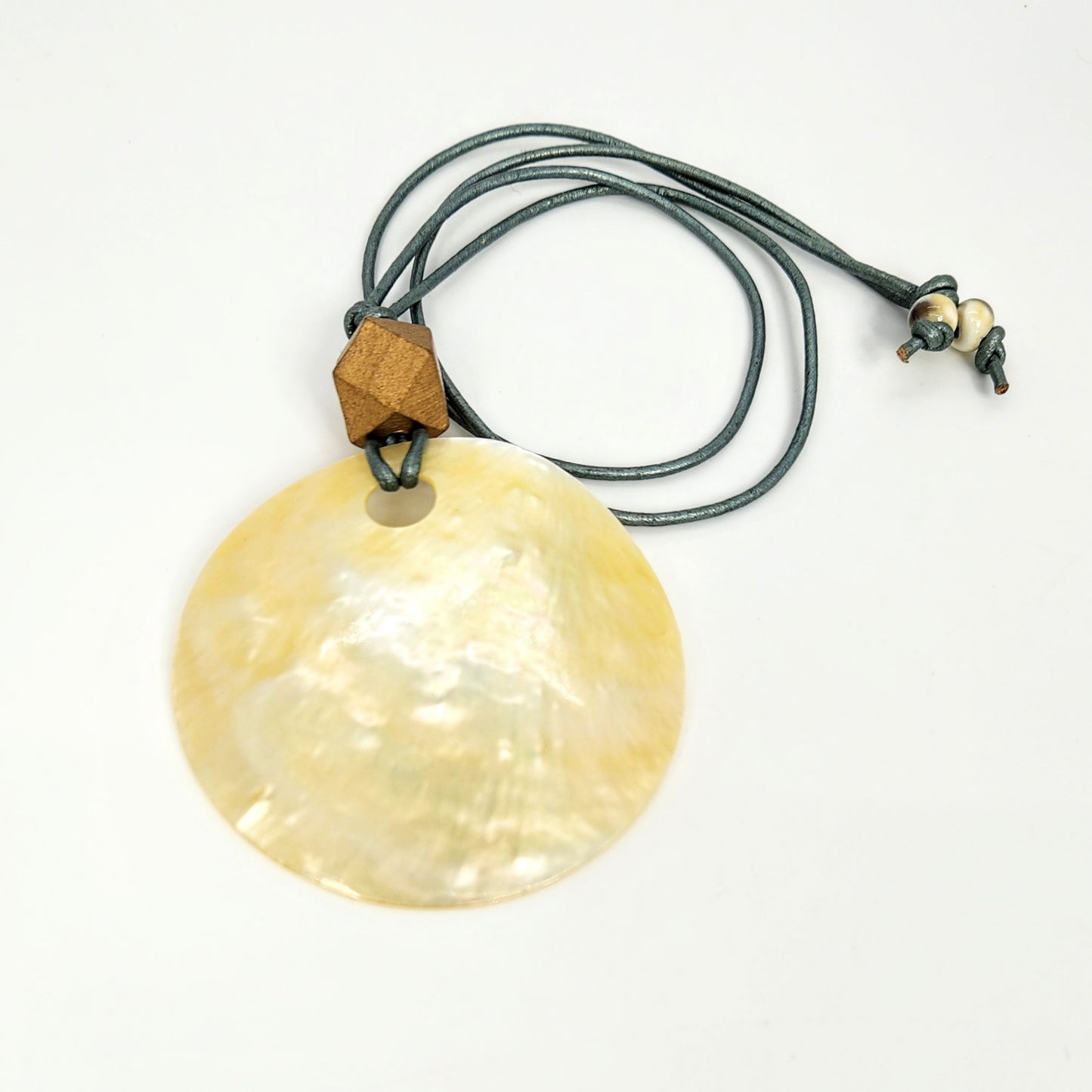 Large Shell Pendant + Leather Necklace