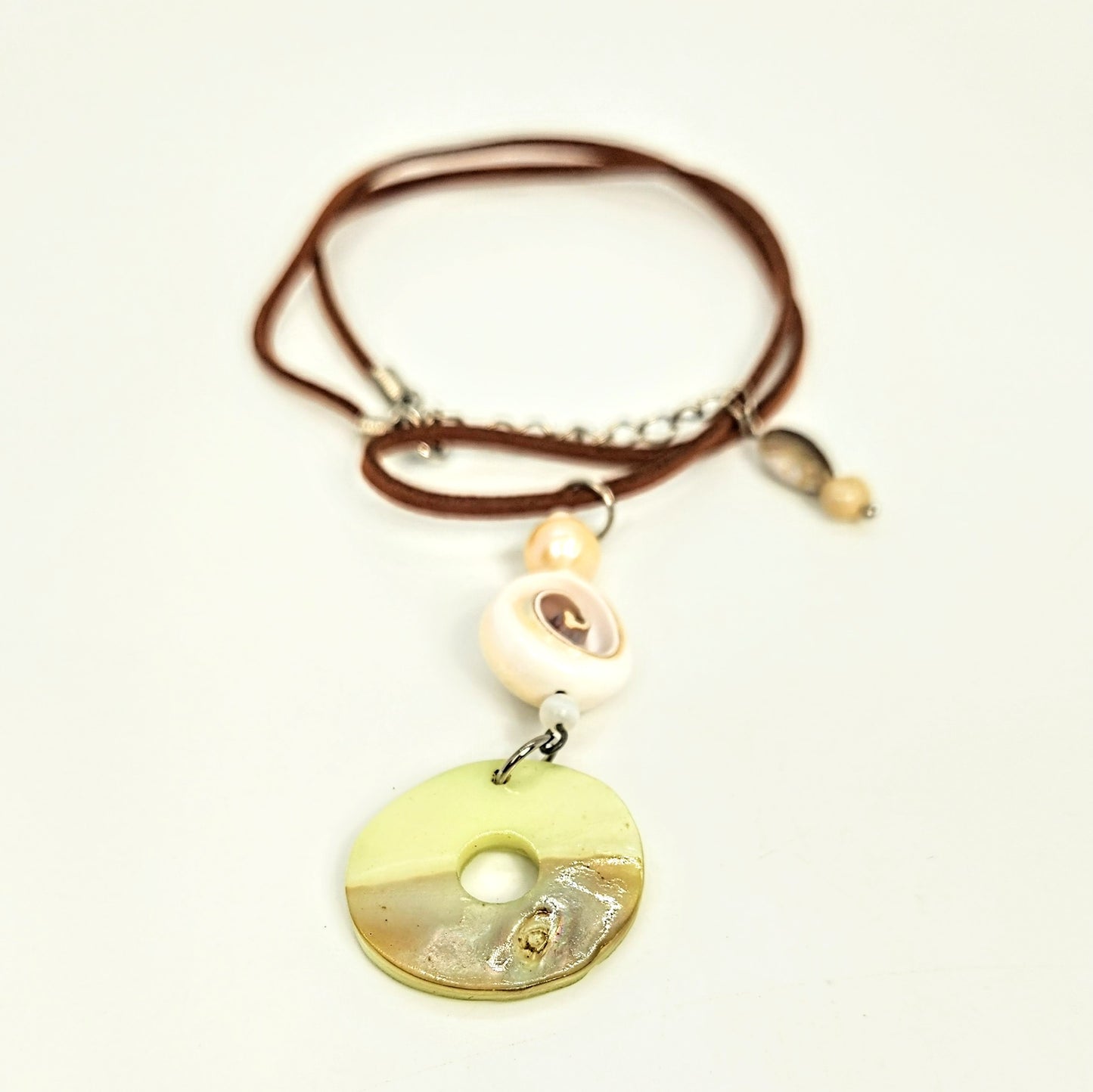 Shells Pendant + Leather Cord Necklace