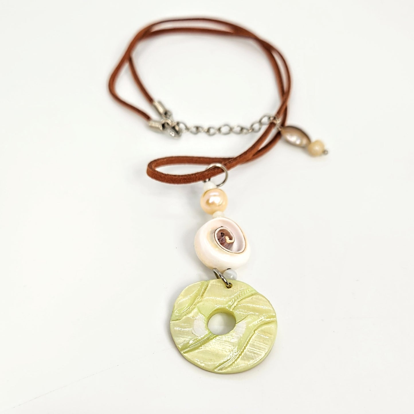 Shells Pendant + Leather Cord Necklace