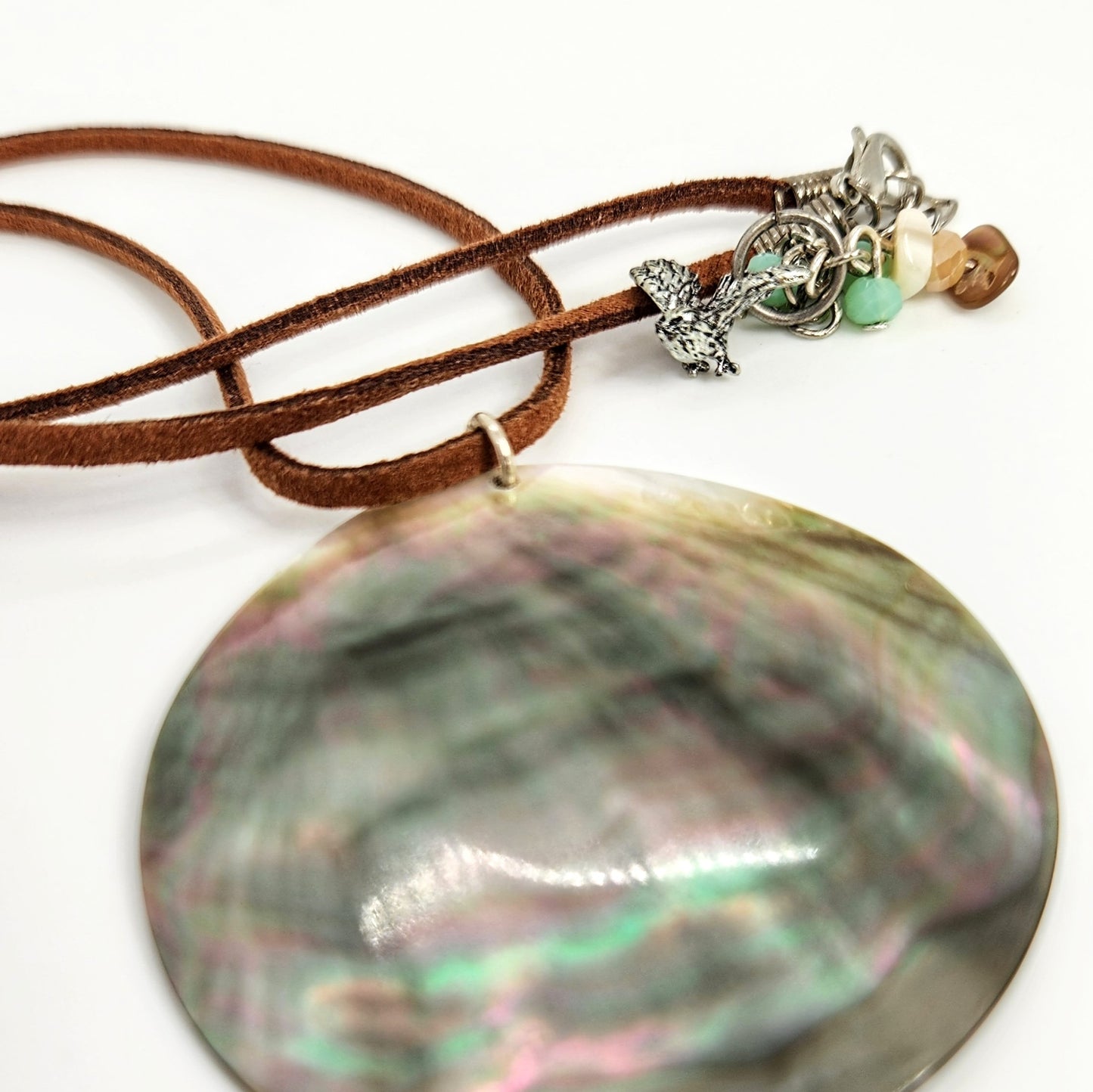 Lip Shell Pendant + Leather Necklace