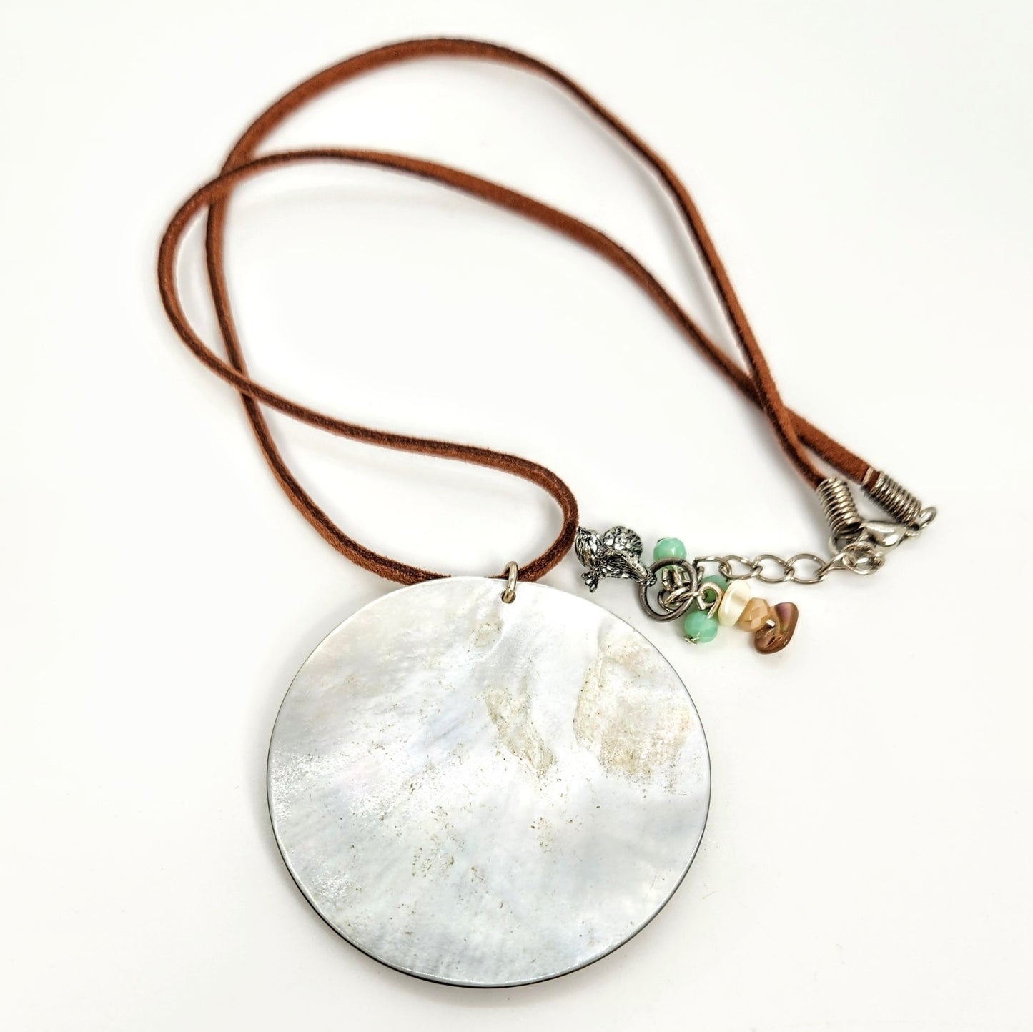 Lip Shell Pendant + Leather Necklace