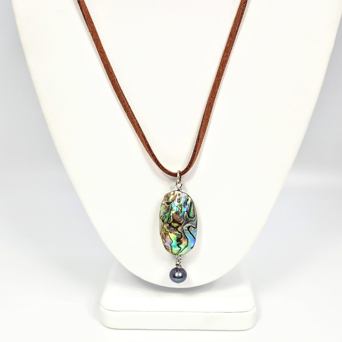 Abalone Shell On Leather Cord Necklace