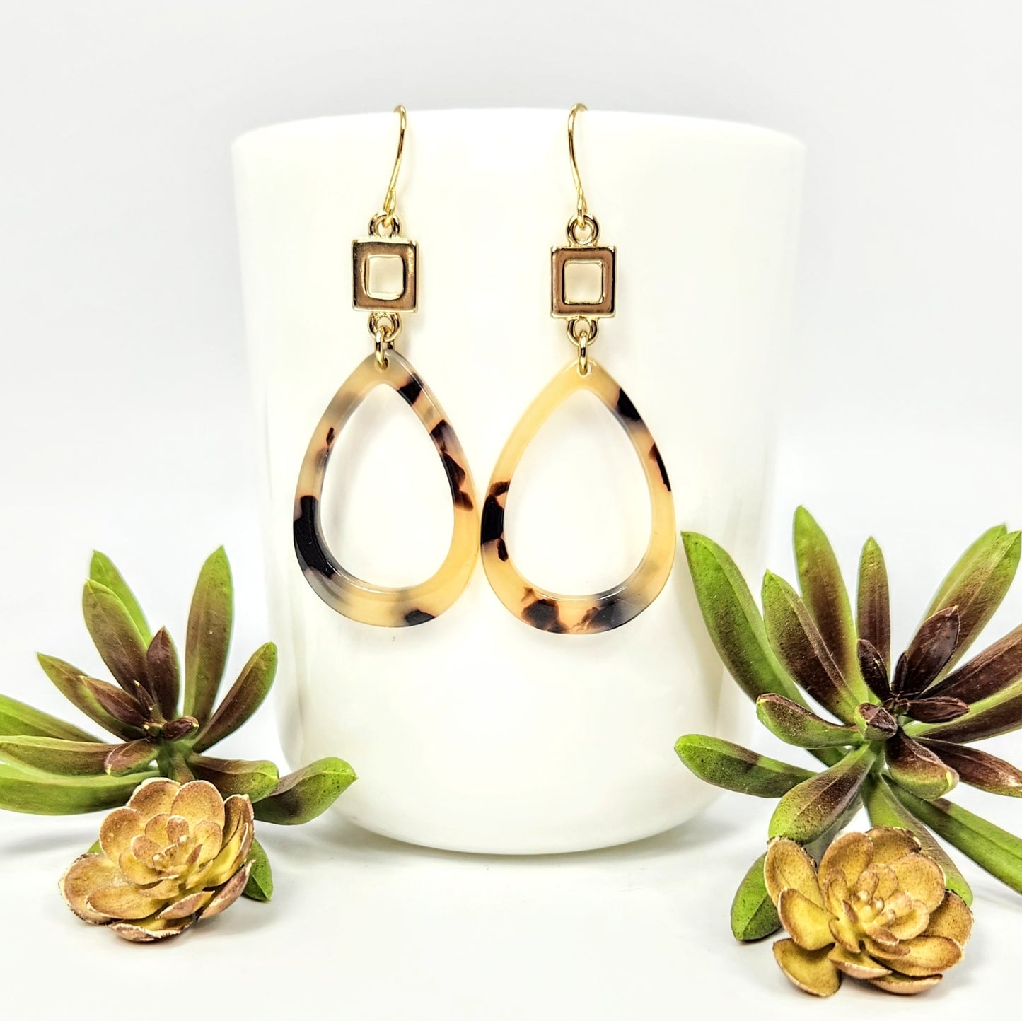 Tortoise Teardrop Earrings