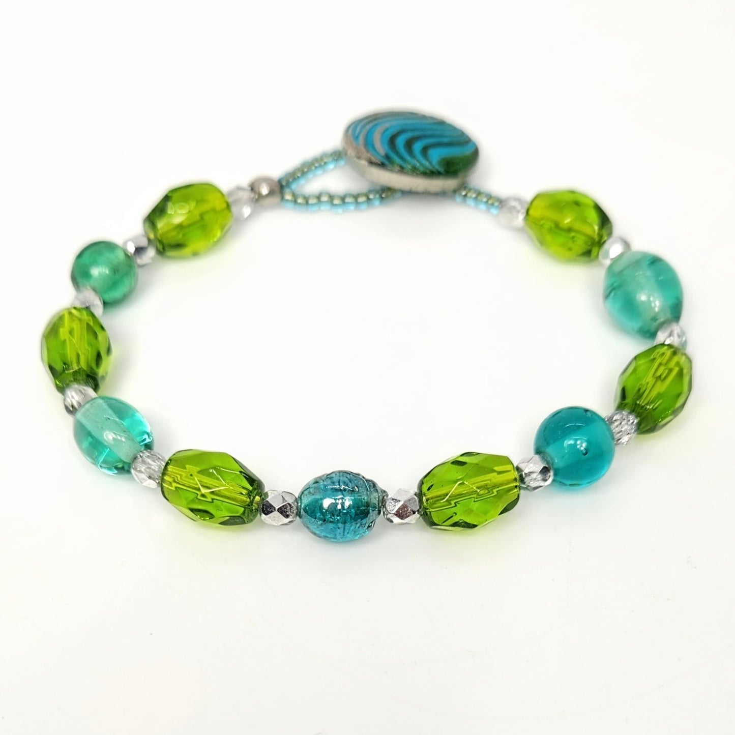 Green and Blue Button Bracelet