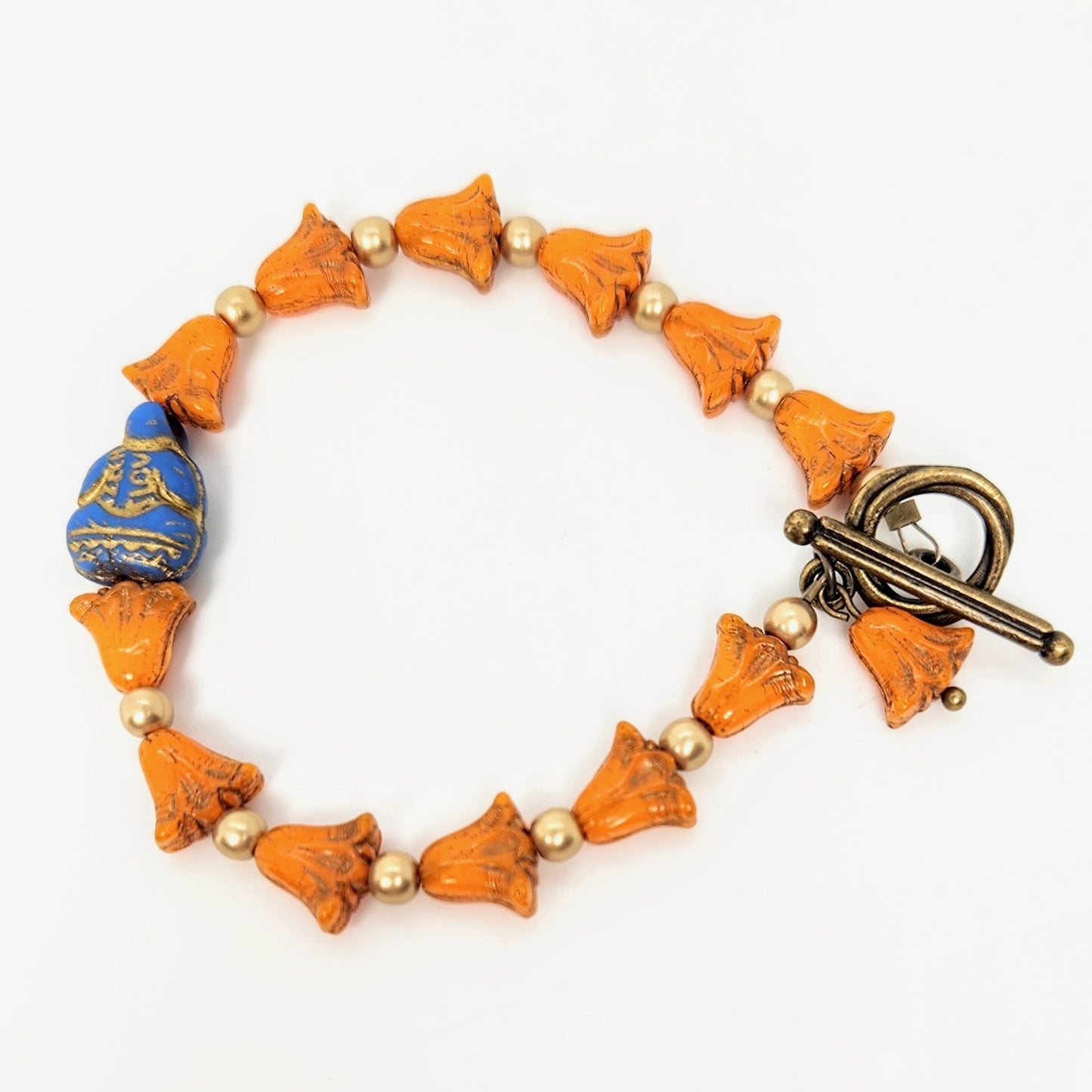 Orange Tulips + Sitting Buddha Bracelet