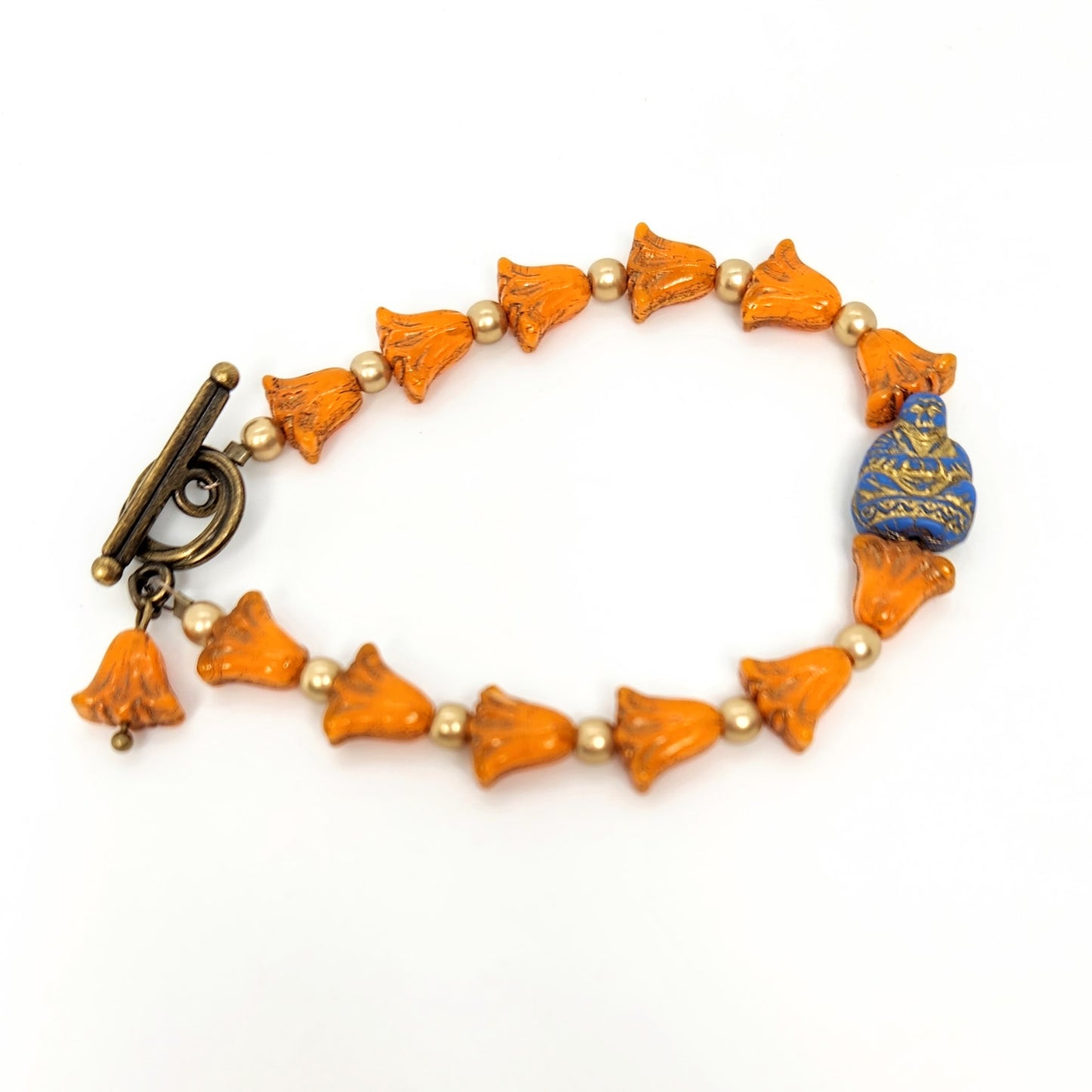 Orange Tulips + Sitting Buddha Bracelet