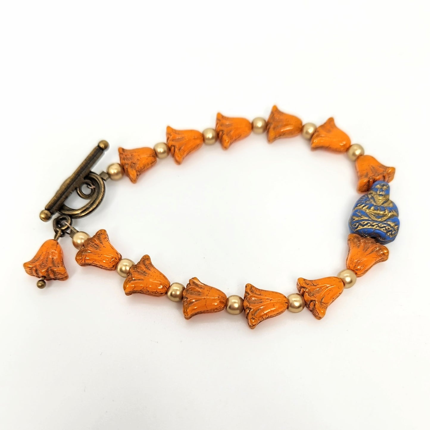 Orange Tulips + Sitting Buddha Bracelet
