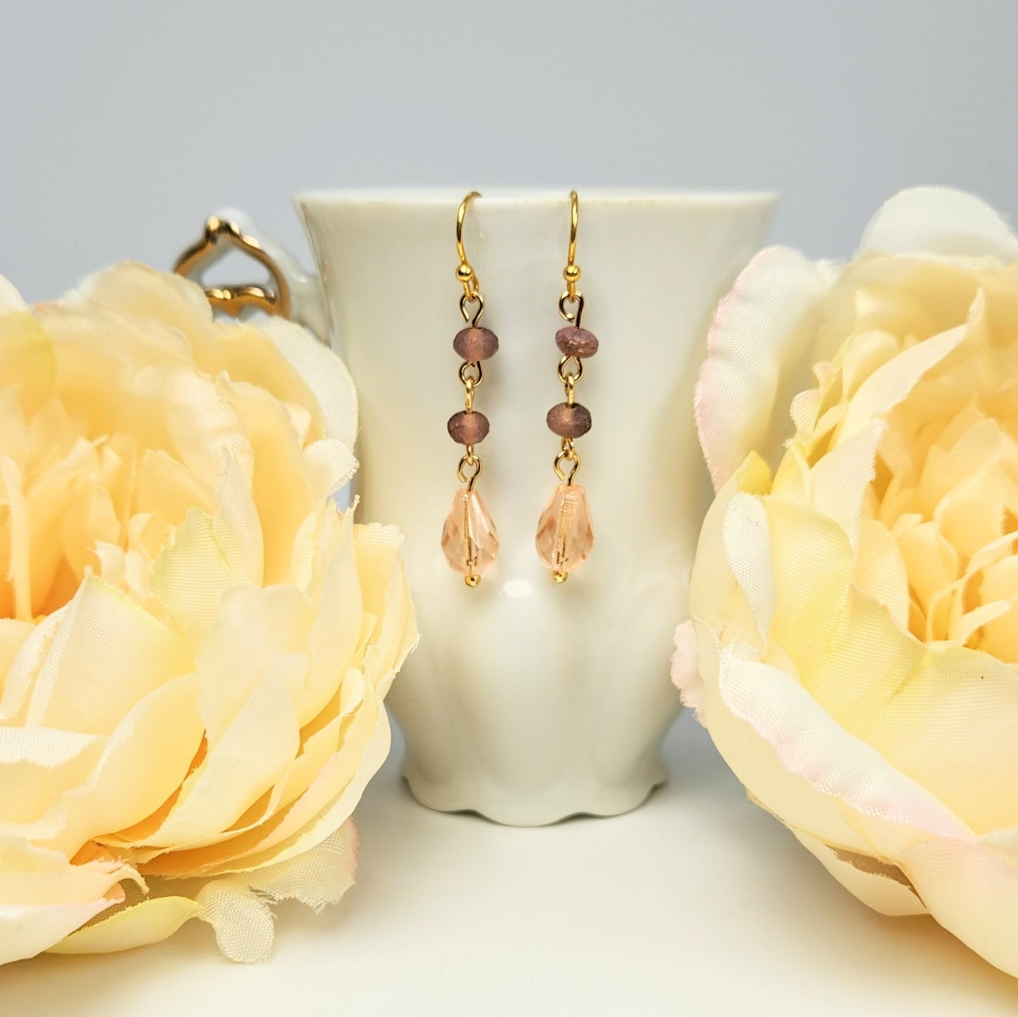 Champagne Pink Teardrop Earrings
