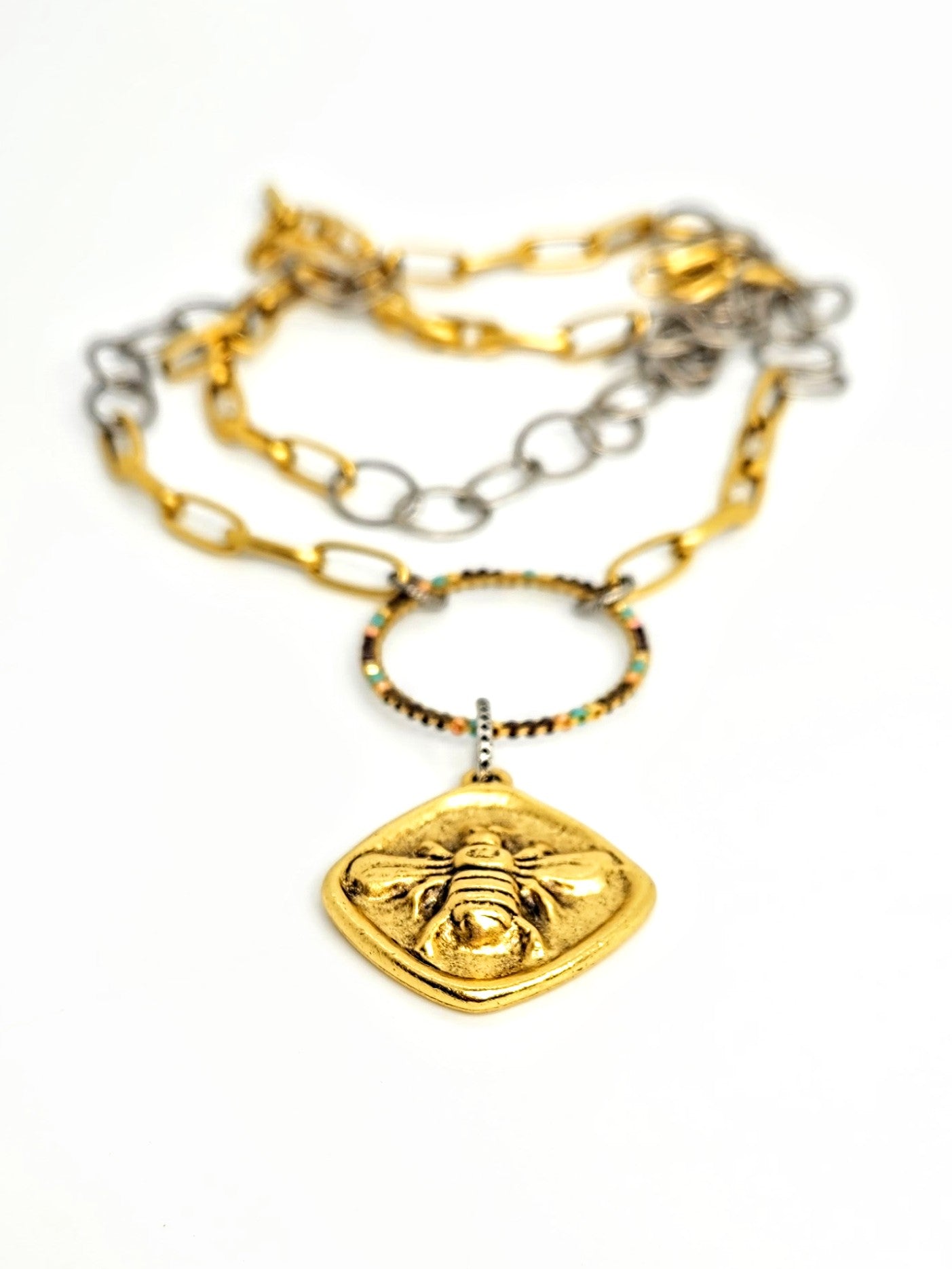 Bee Medallion Two-Tone Necklace