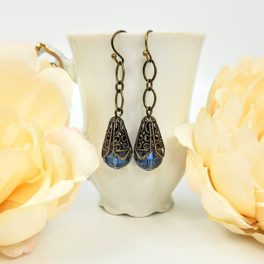 Glass + Ornate Cap Earrings