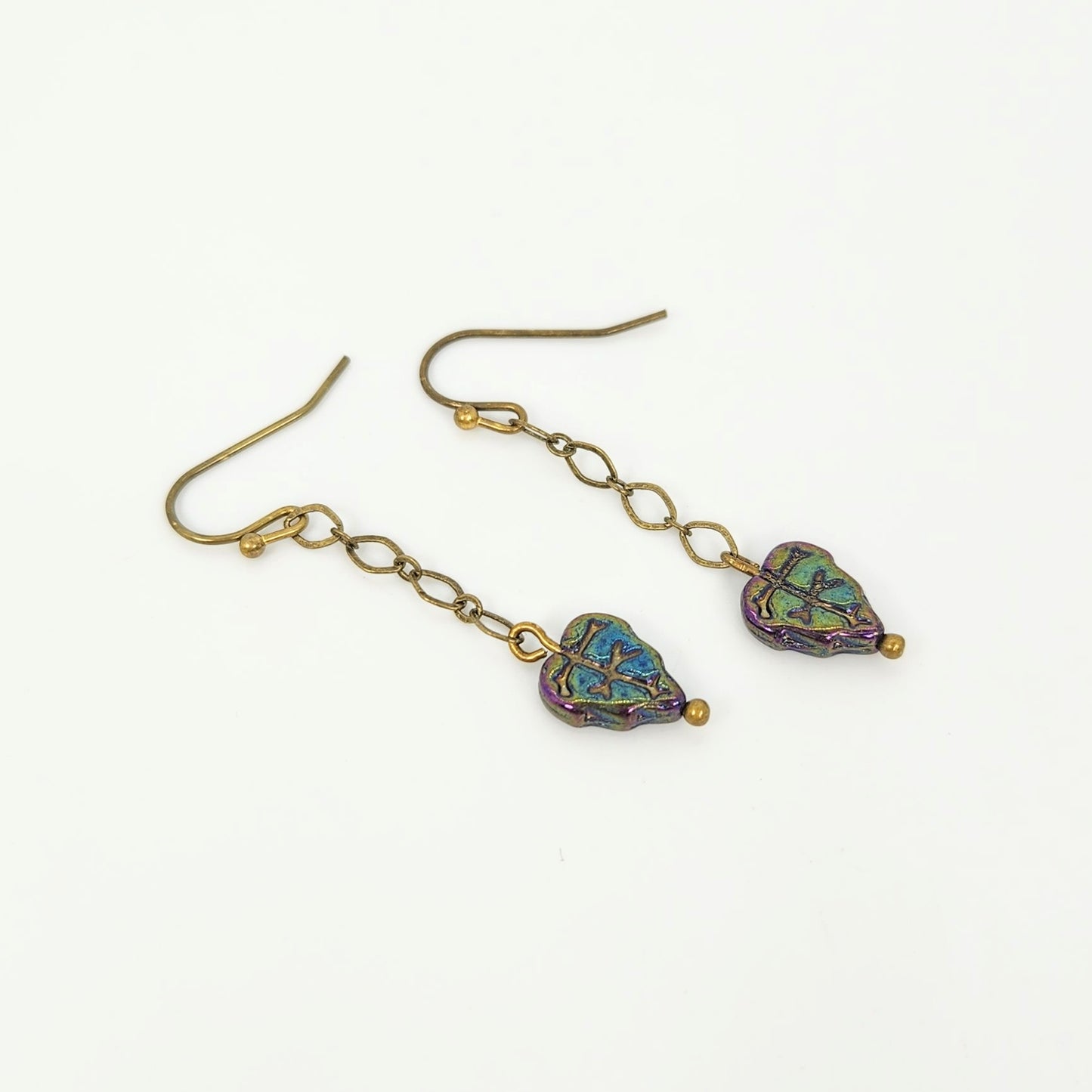 Leaves + Oval Chain Earrings