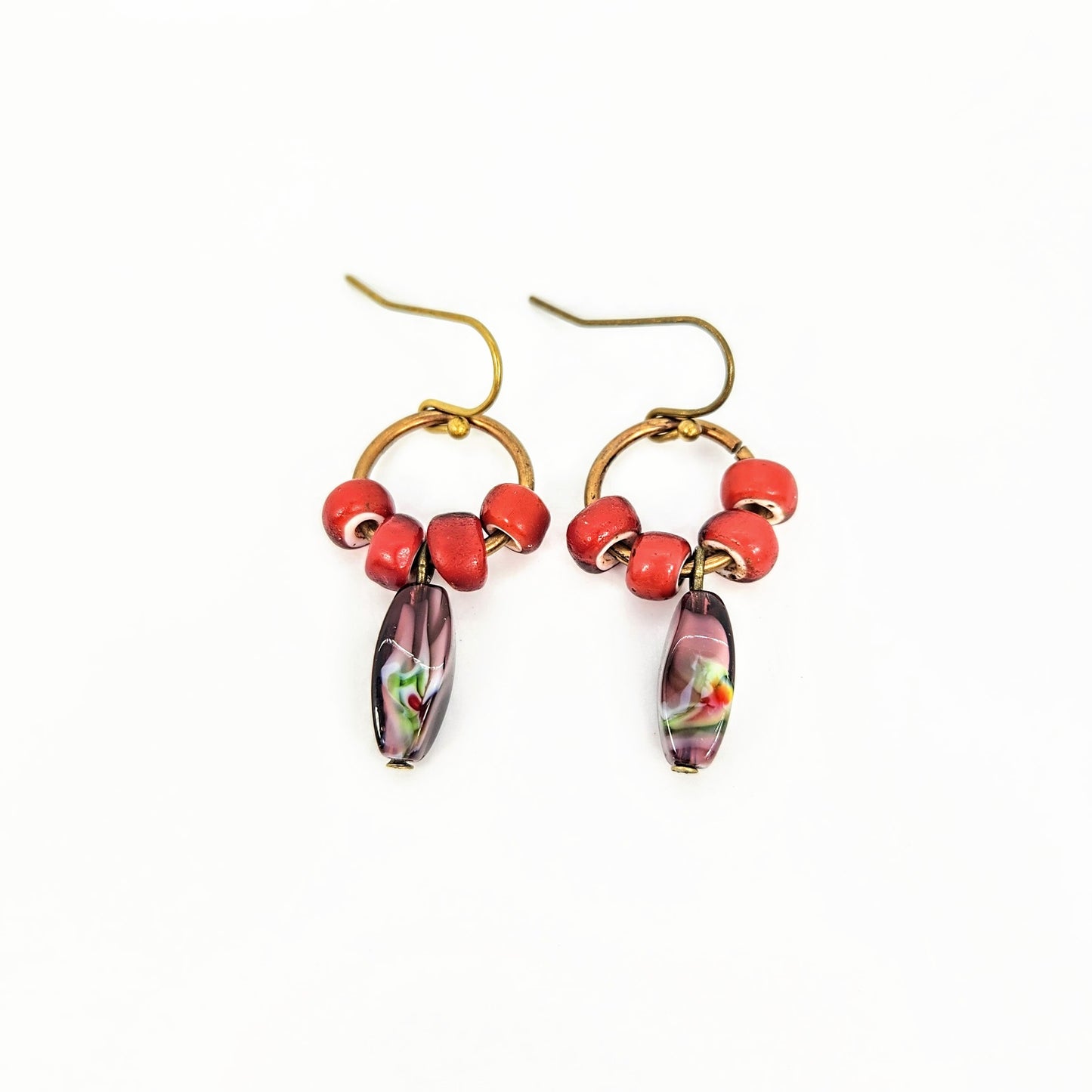 Red + Purple Boho Earrings