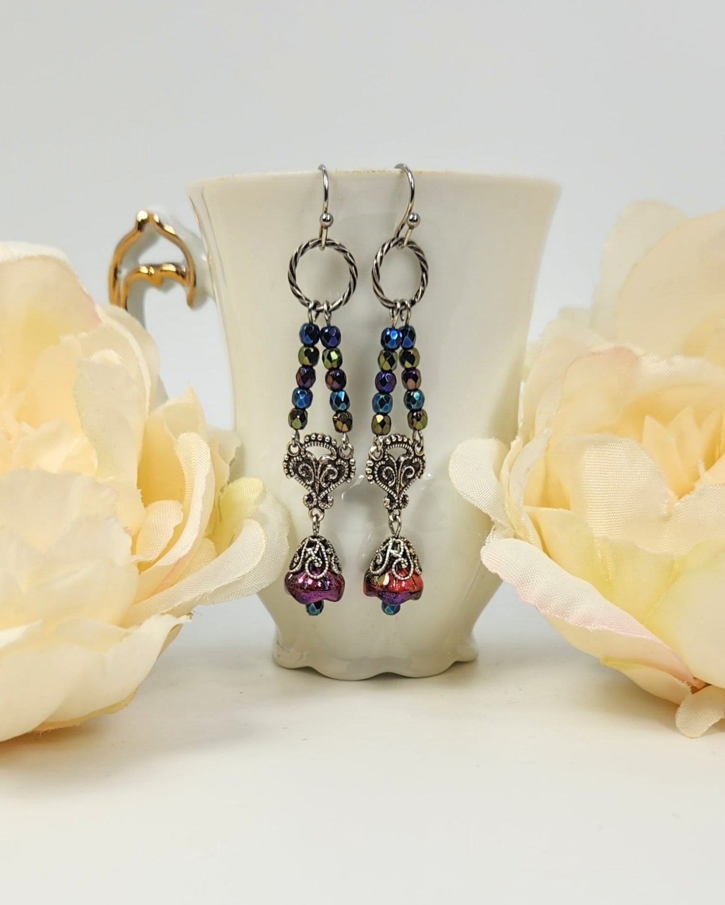 Ellie Heart Flower Earrings