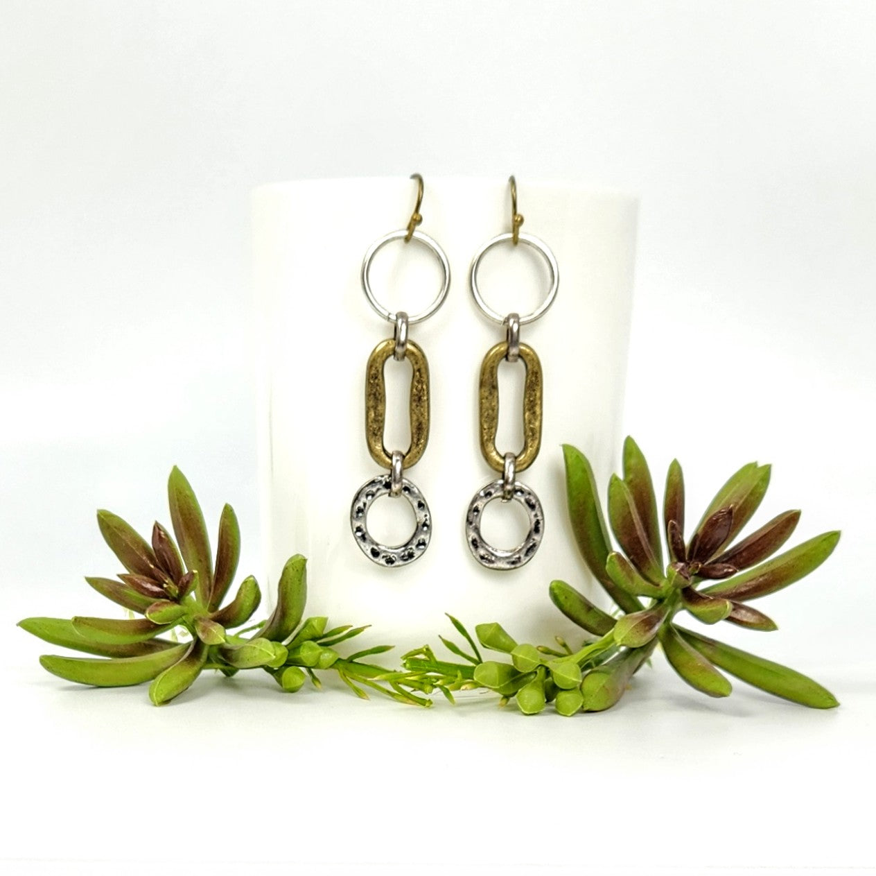 Mixed Metal Geometric Earrings