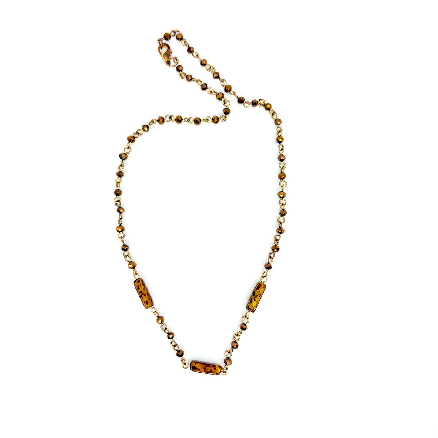 Bronze + Rectangle Czech Glass Necklace
