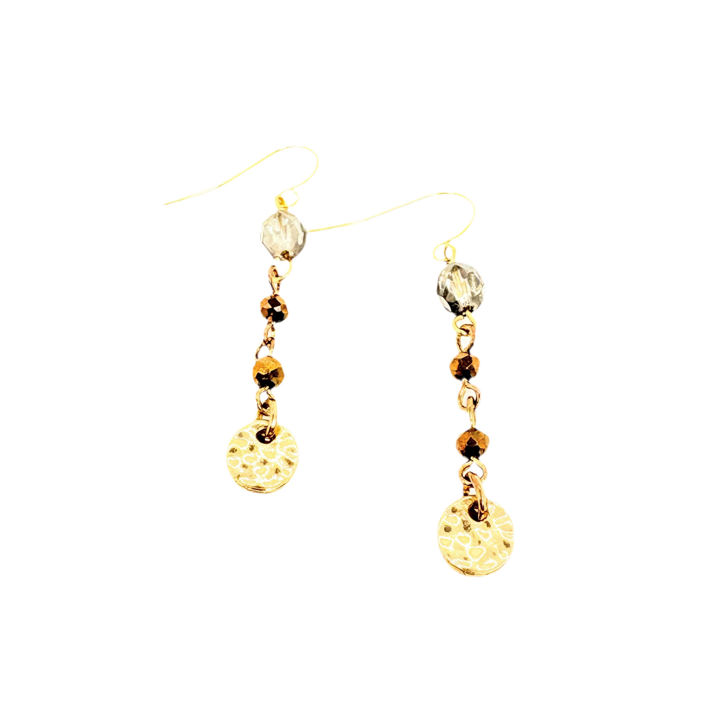 Bronze + Gold Circle Dangle Earrings