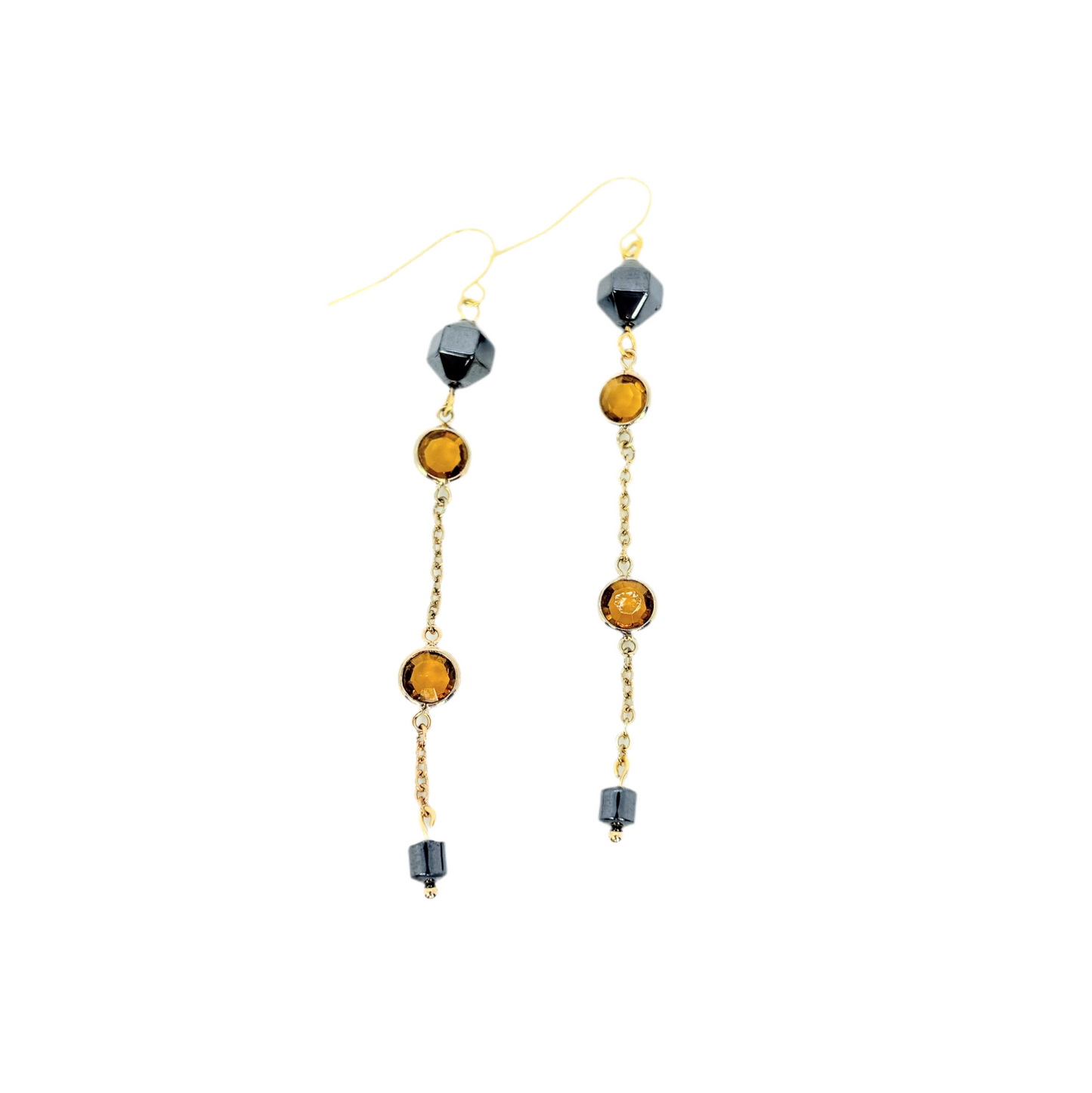 Gray + Citrine Link Earrings
