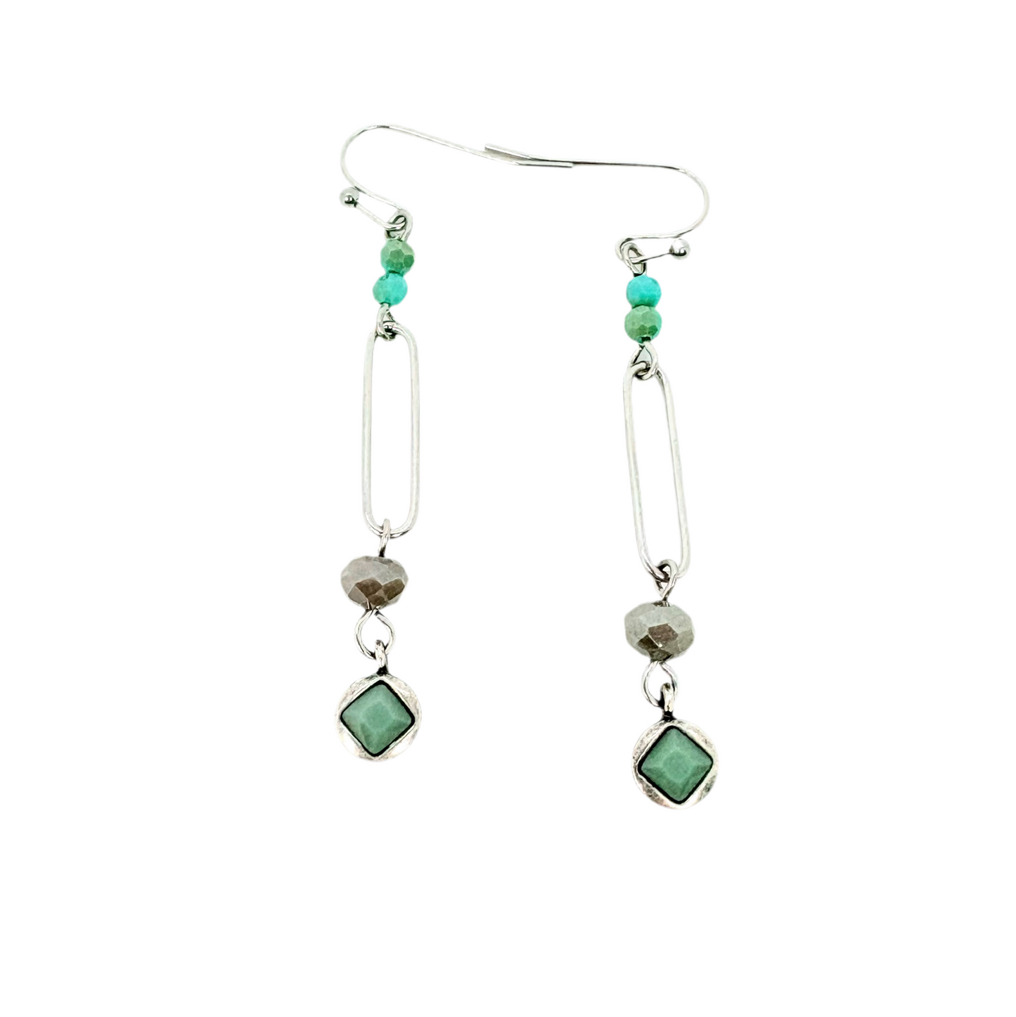 Turquoise and Gray Dangle Earrings