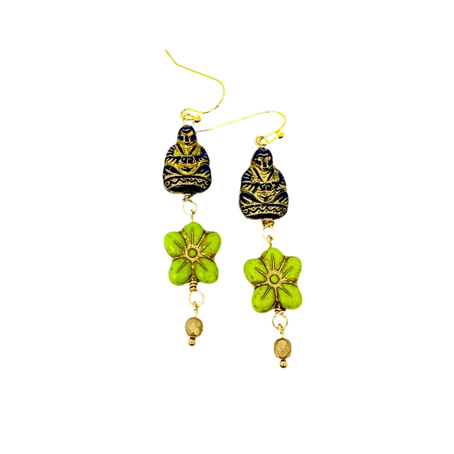 Happy Buddha Indigo Earrings