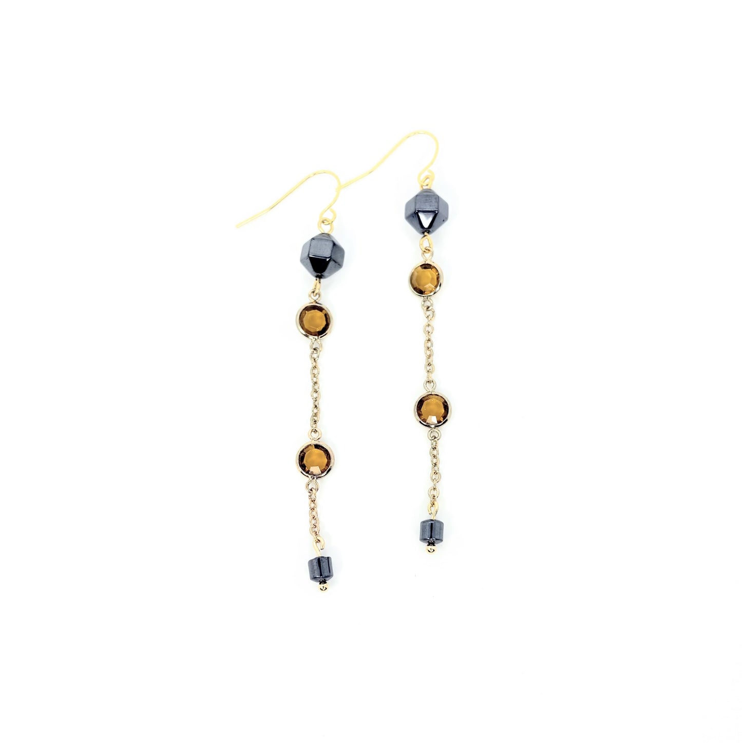 Gray + Citrine Link Earrings