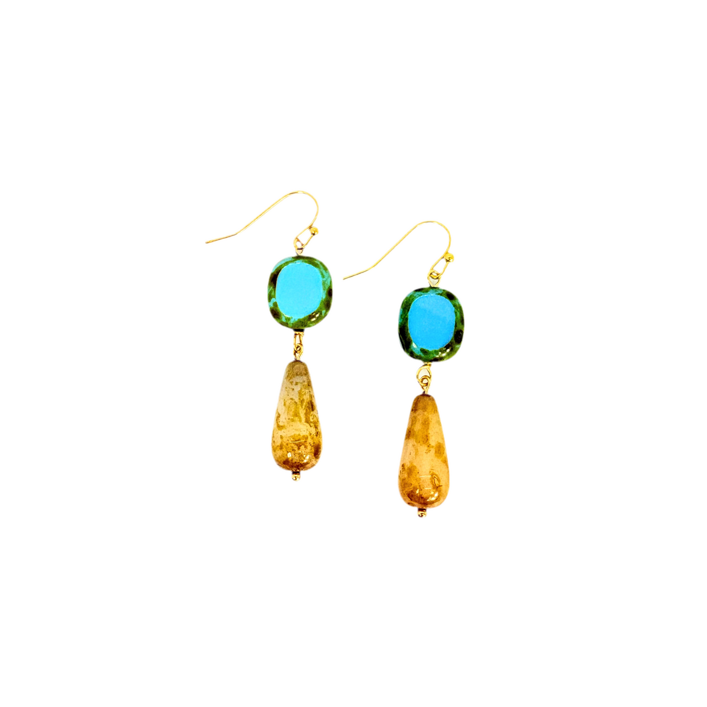 Earrings Blue Square + Teardrops