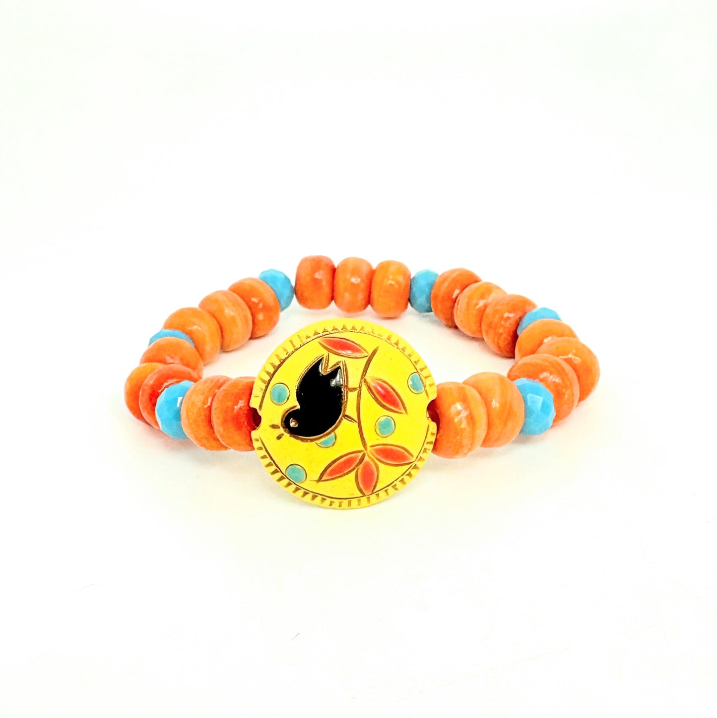 Black Bird on Yellow Bracelet