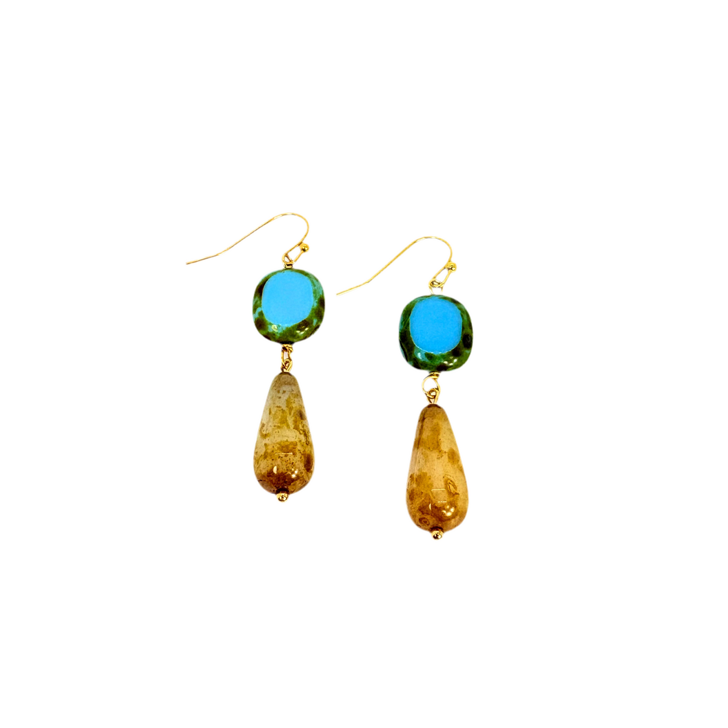 Earrings Blue Square + Teardrops