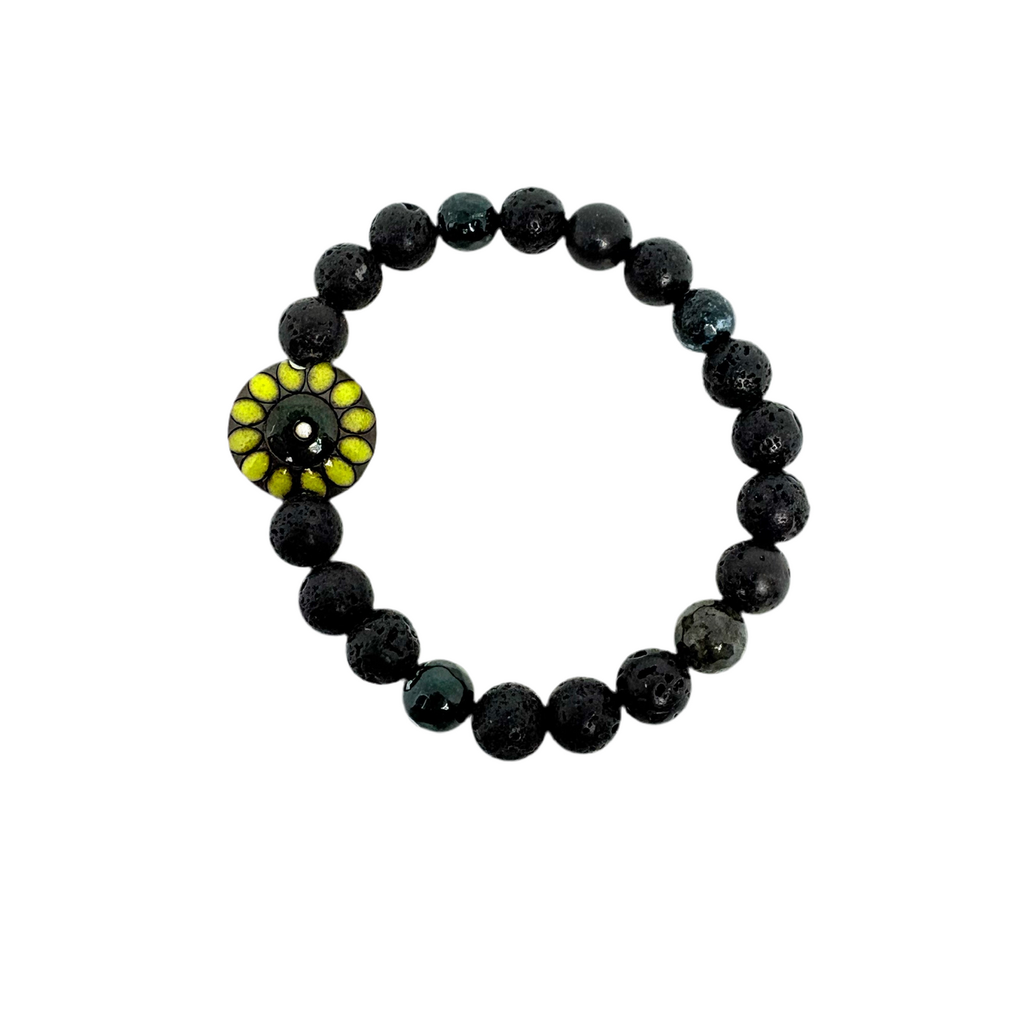 Daisy + Lava Beads Bracelet