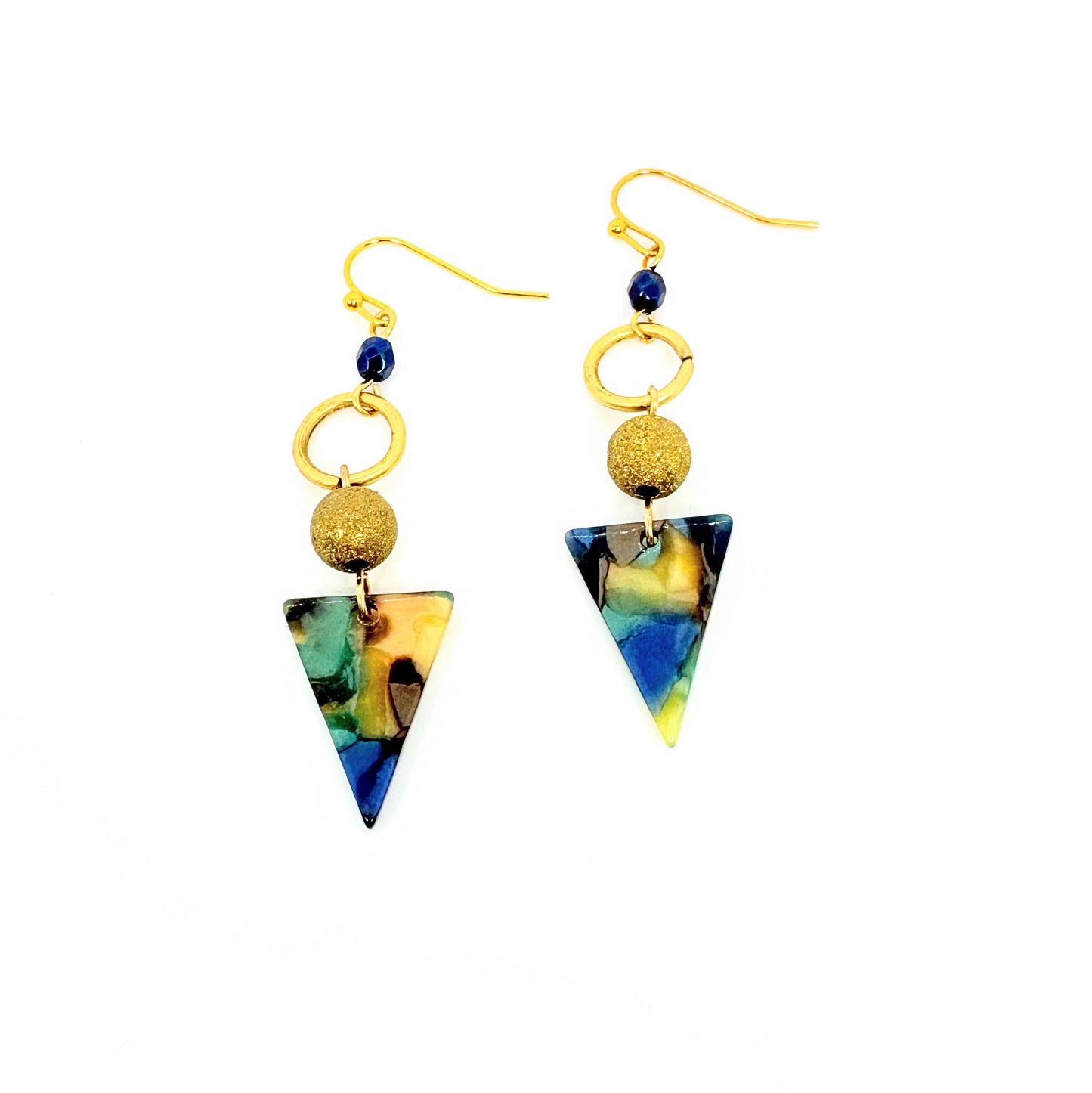 Geometric Earth-tone Triangle Earrings