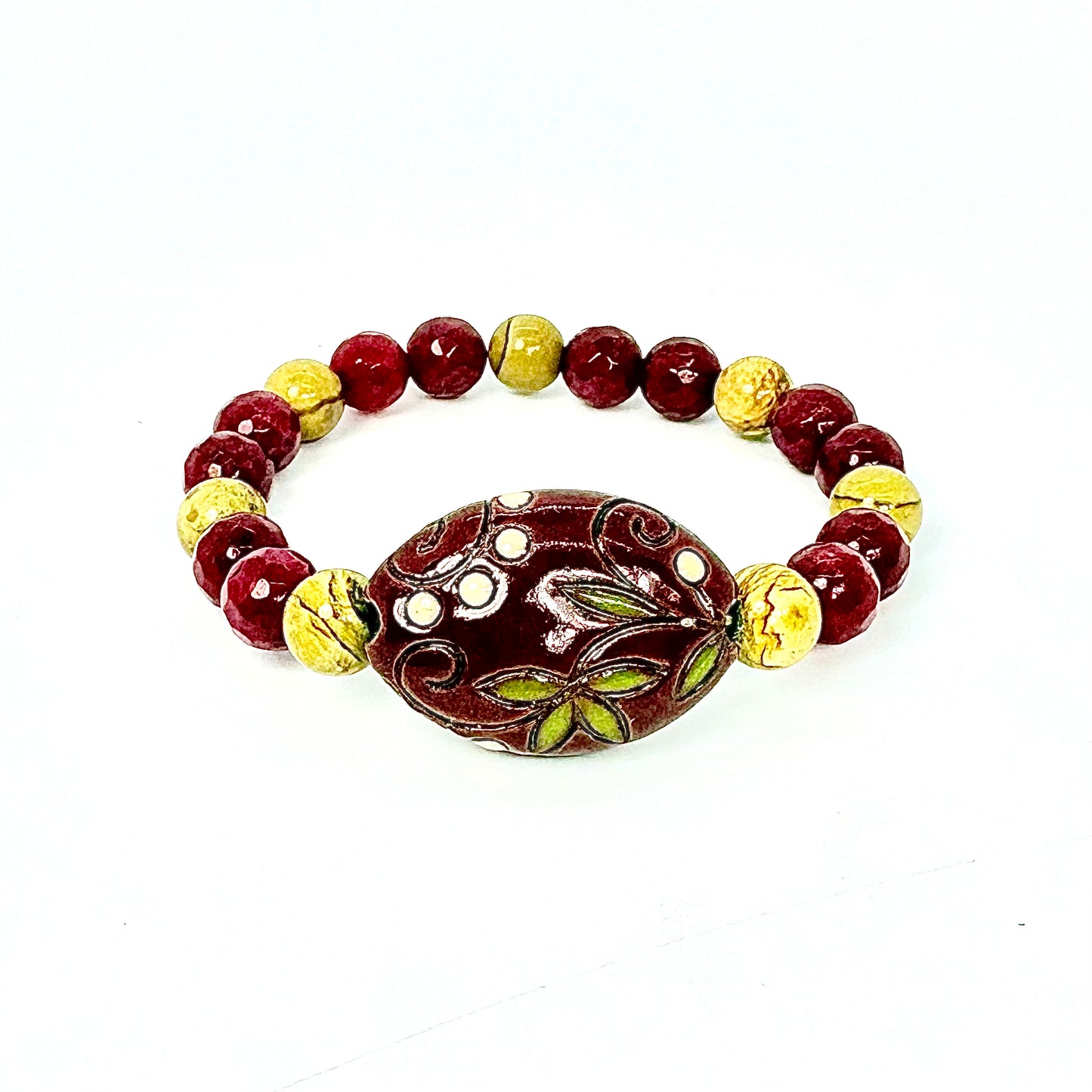Orange Flower on Maroon Bracelet