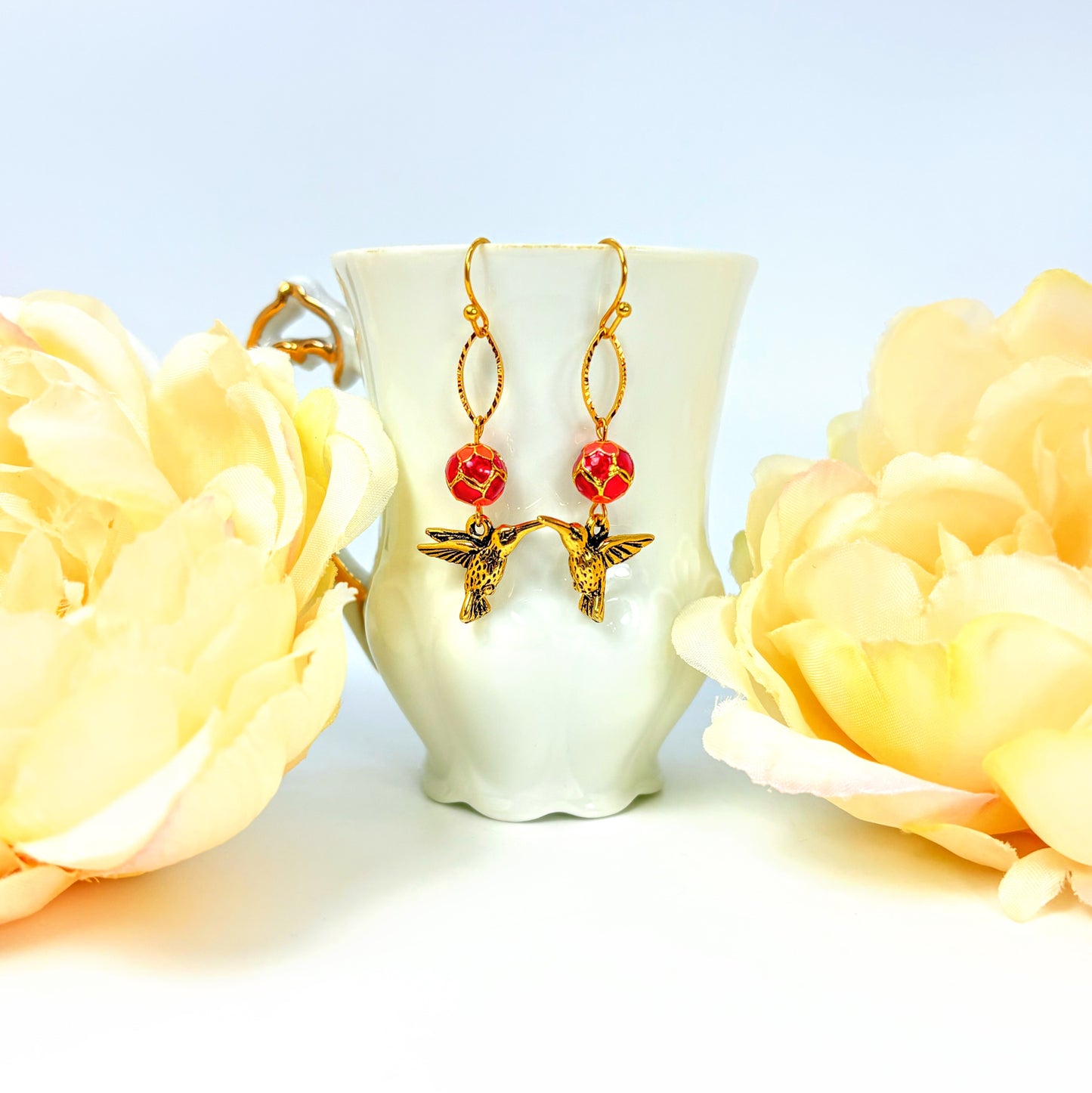 Hummingbird Earrings Red/Coral