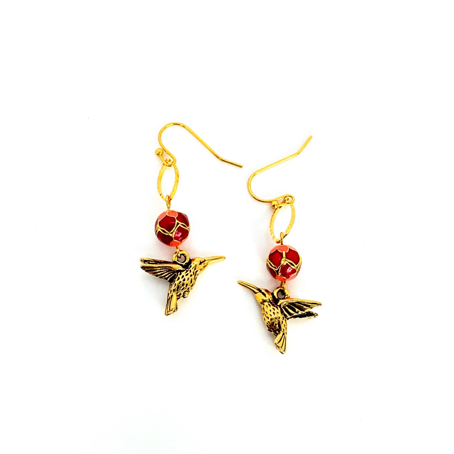 Hummingbird Earrings Red/Coral