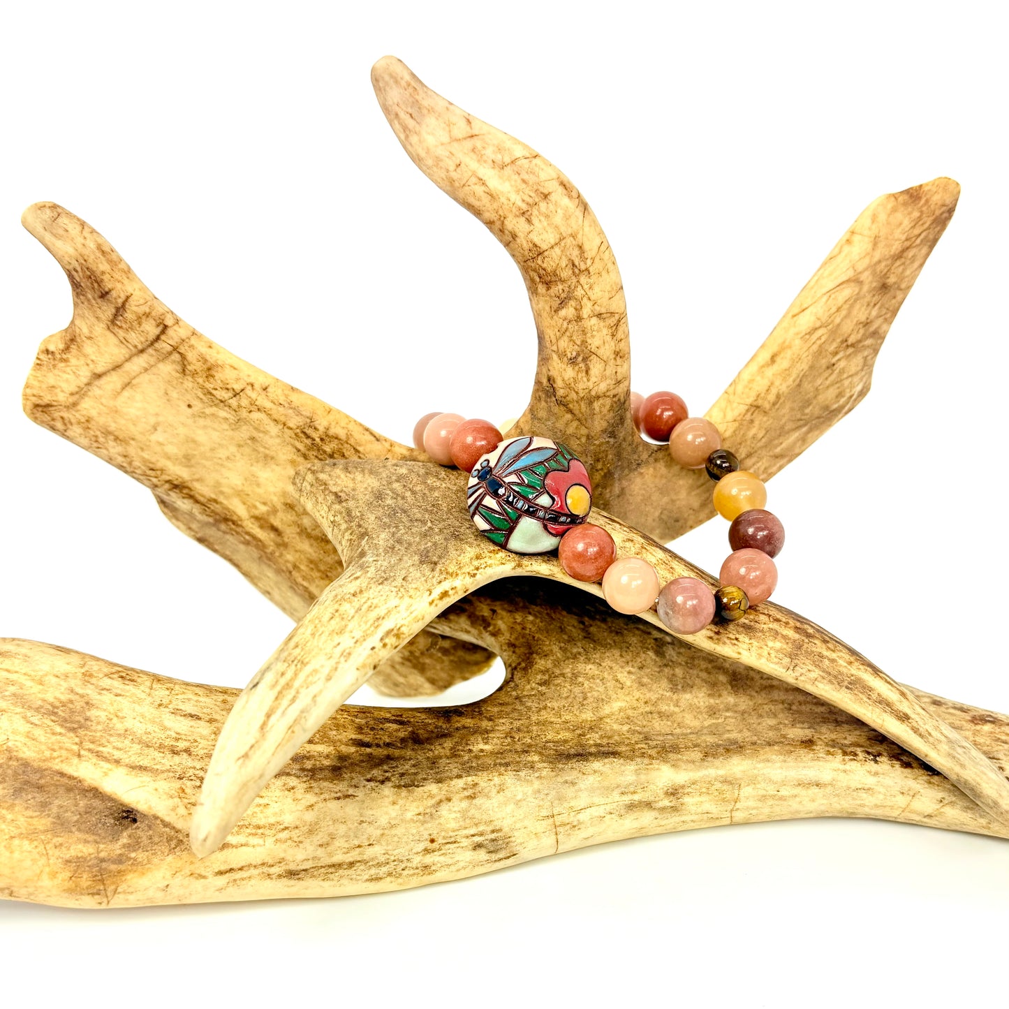 Dragonfly + Petrified Wood Bracelet