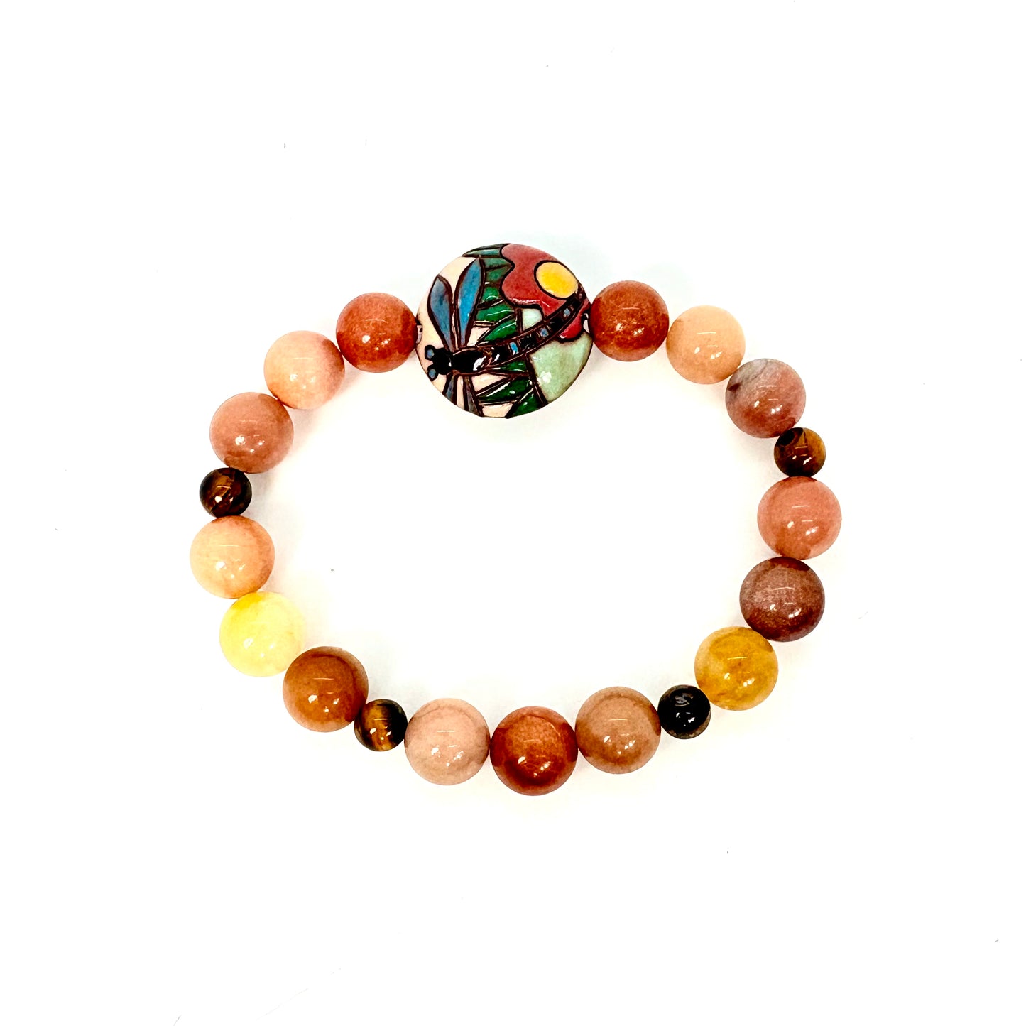 Dragonfly + Petrified Wood Bracelet