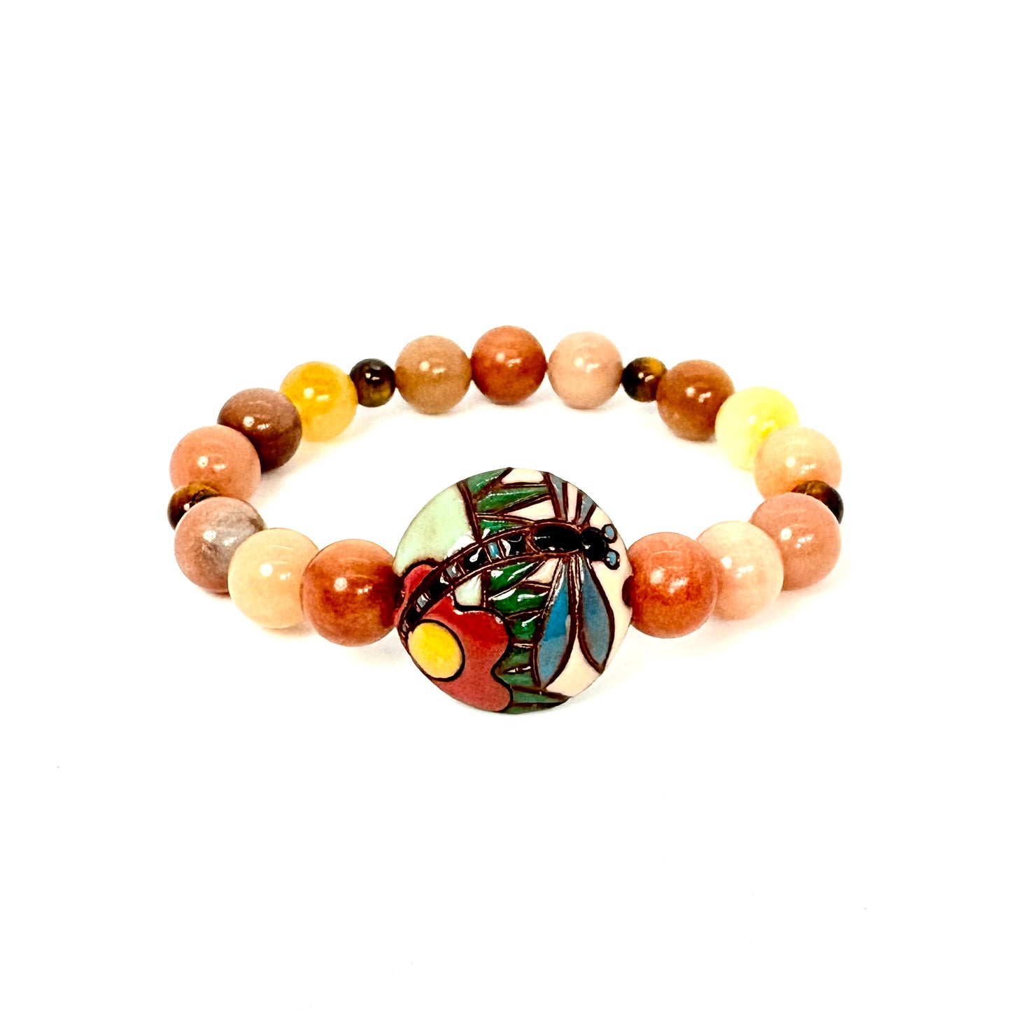 Dragonfly + Petrified Wood Bracelet