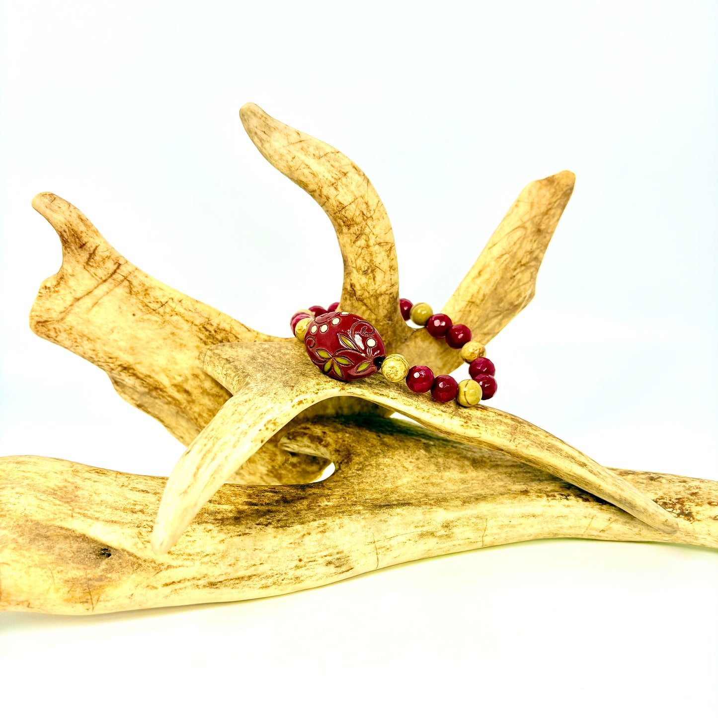 Orange Flower on Maroon Bracelet
