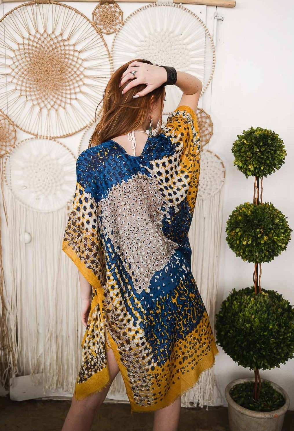 Chartreuse + Indigo Kimono