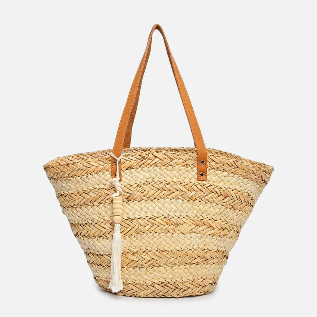 Sea Grass Two-Tone Striped Tote