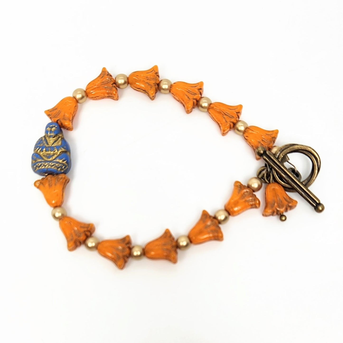 Orange Tulips + Sitting Buddha Bracelet