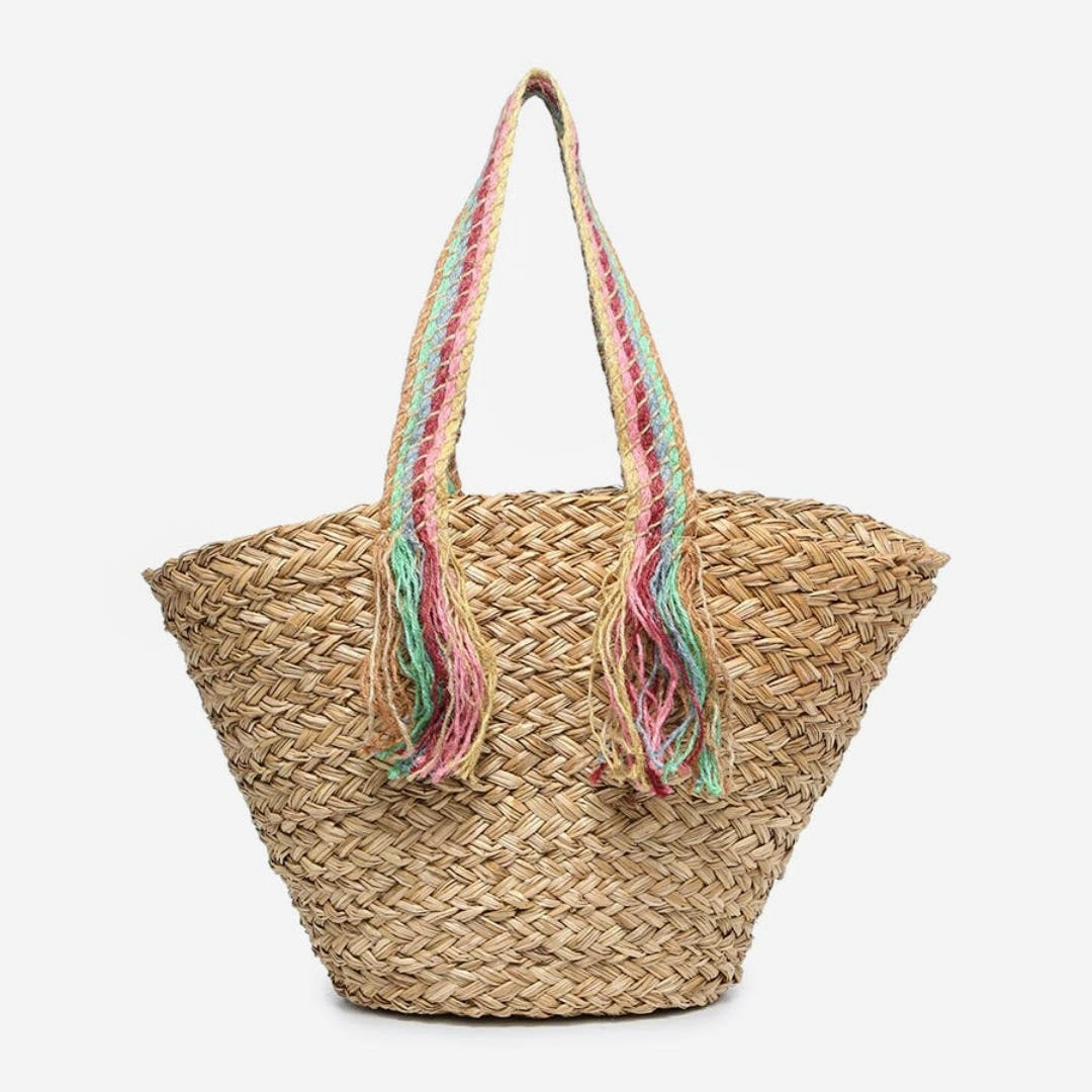Sea Grass Tote + Rainbow Braided Handles