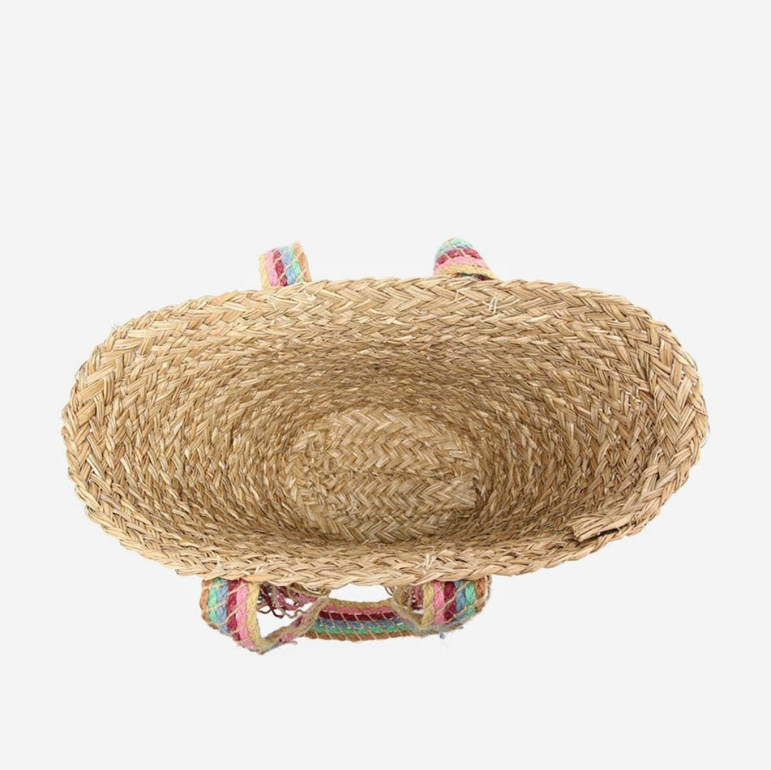 Sea Grass Tote + Rainbow Braided Handles