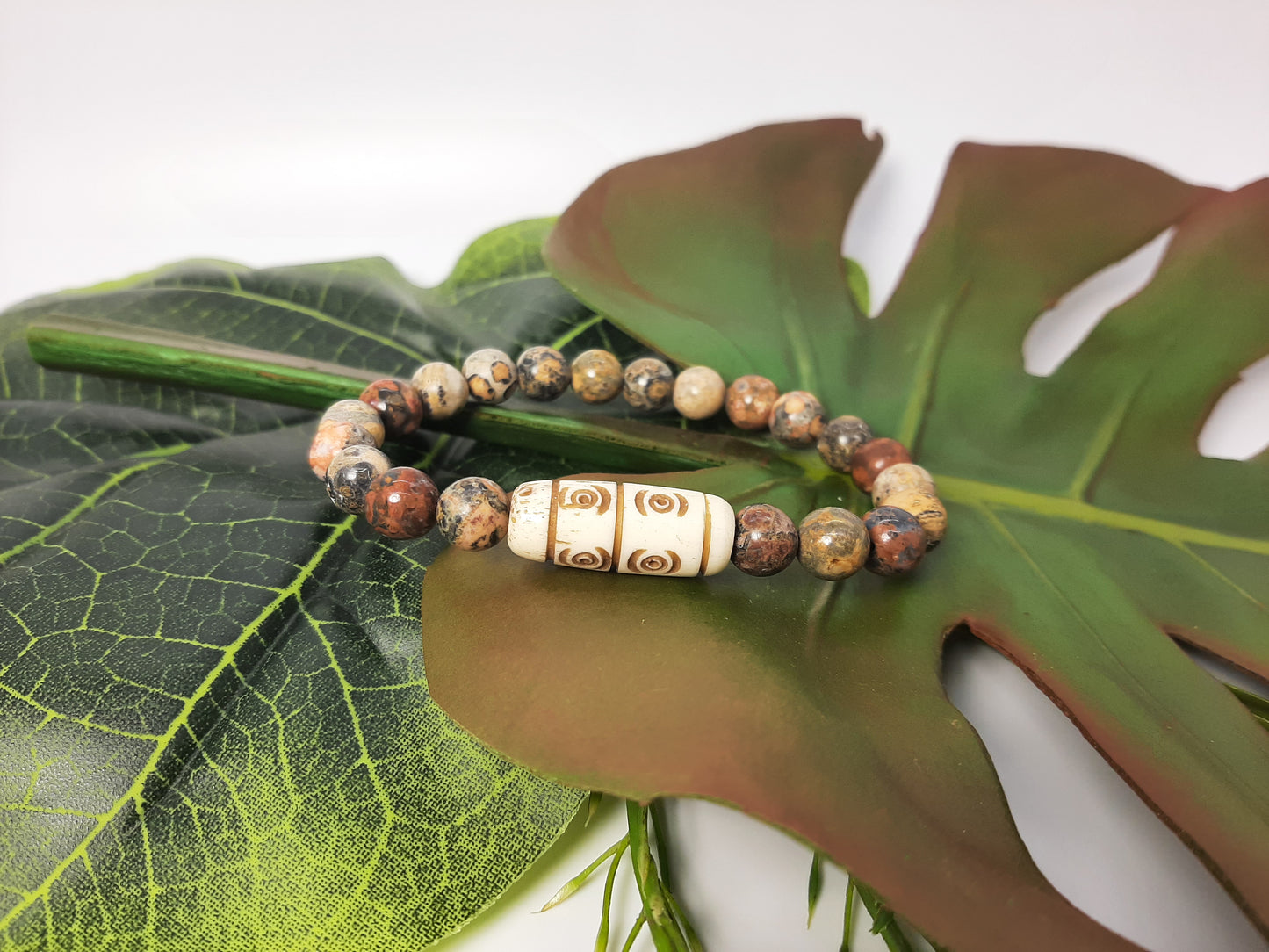 Leopard Jasper + Eye Focal Bracelet